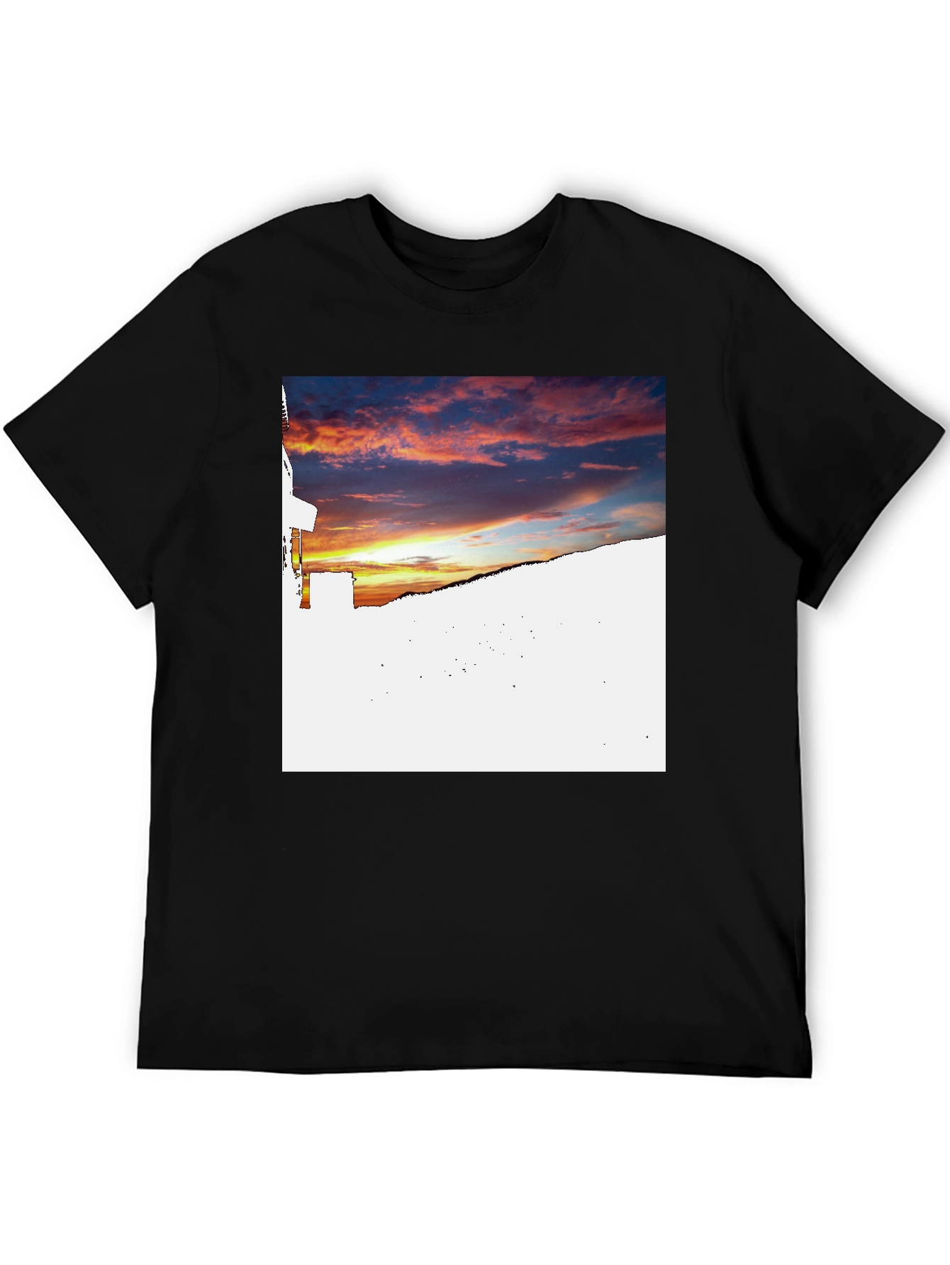 Sunset Graphic Print Black T-Shirt