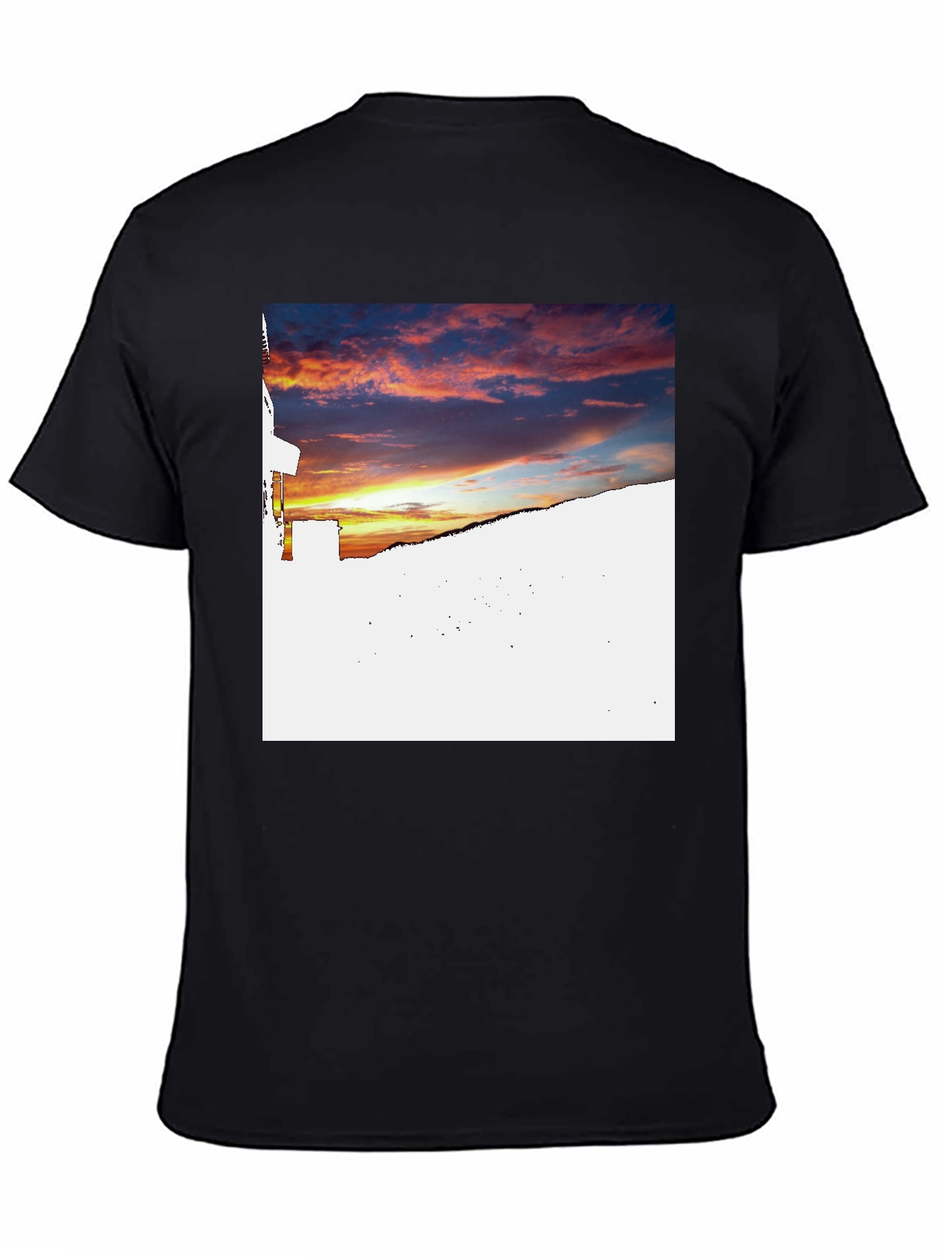 Sunset Graphic Print Black T-Shirt