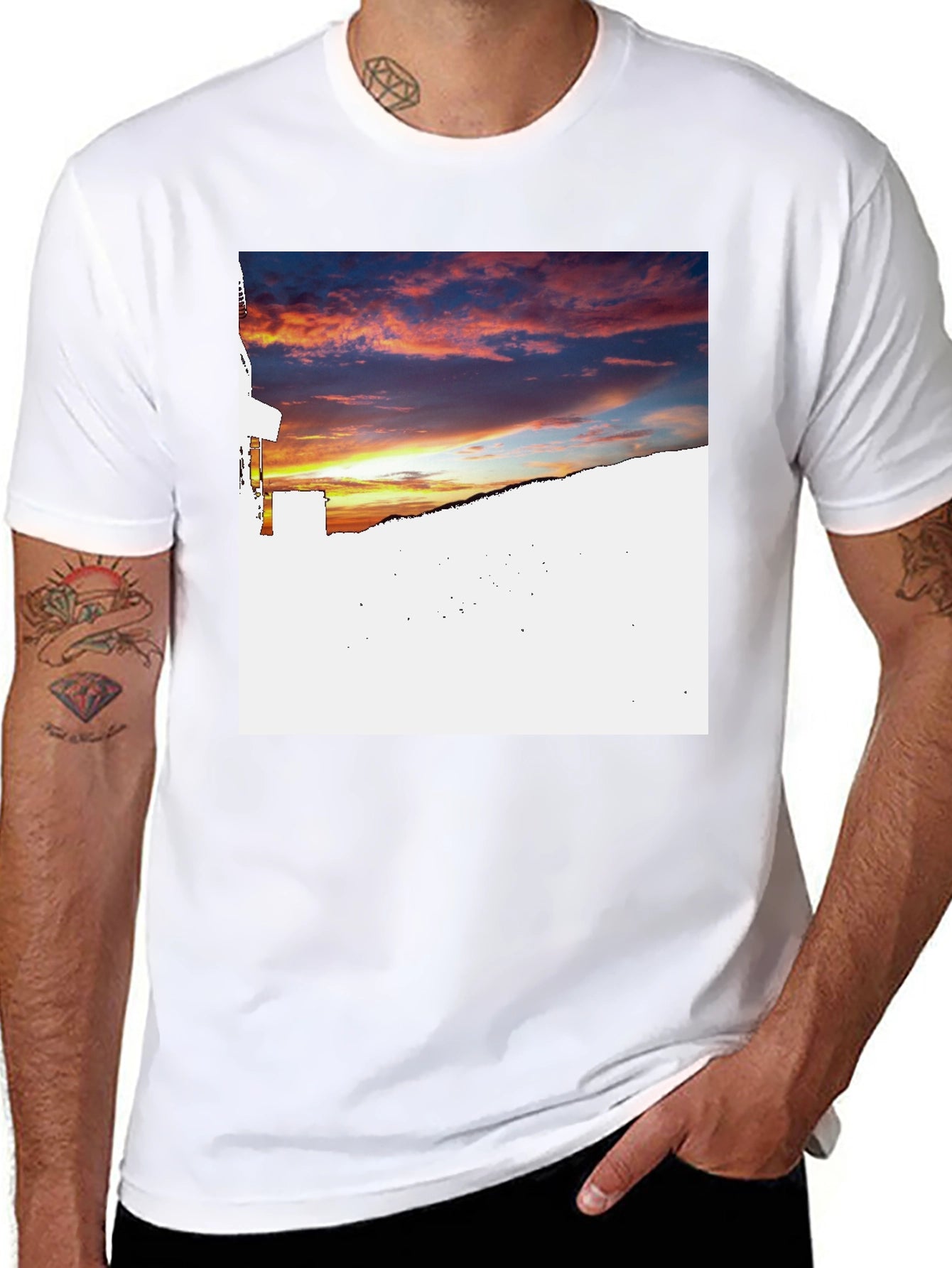 Sunset Graphic Print Black T-Shirt