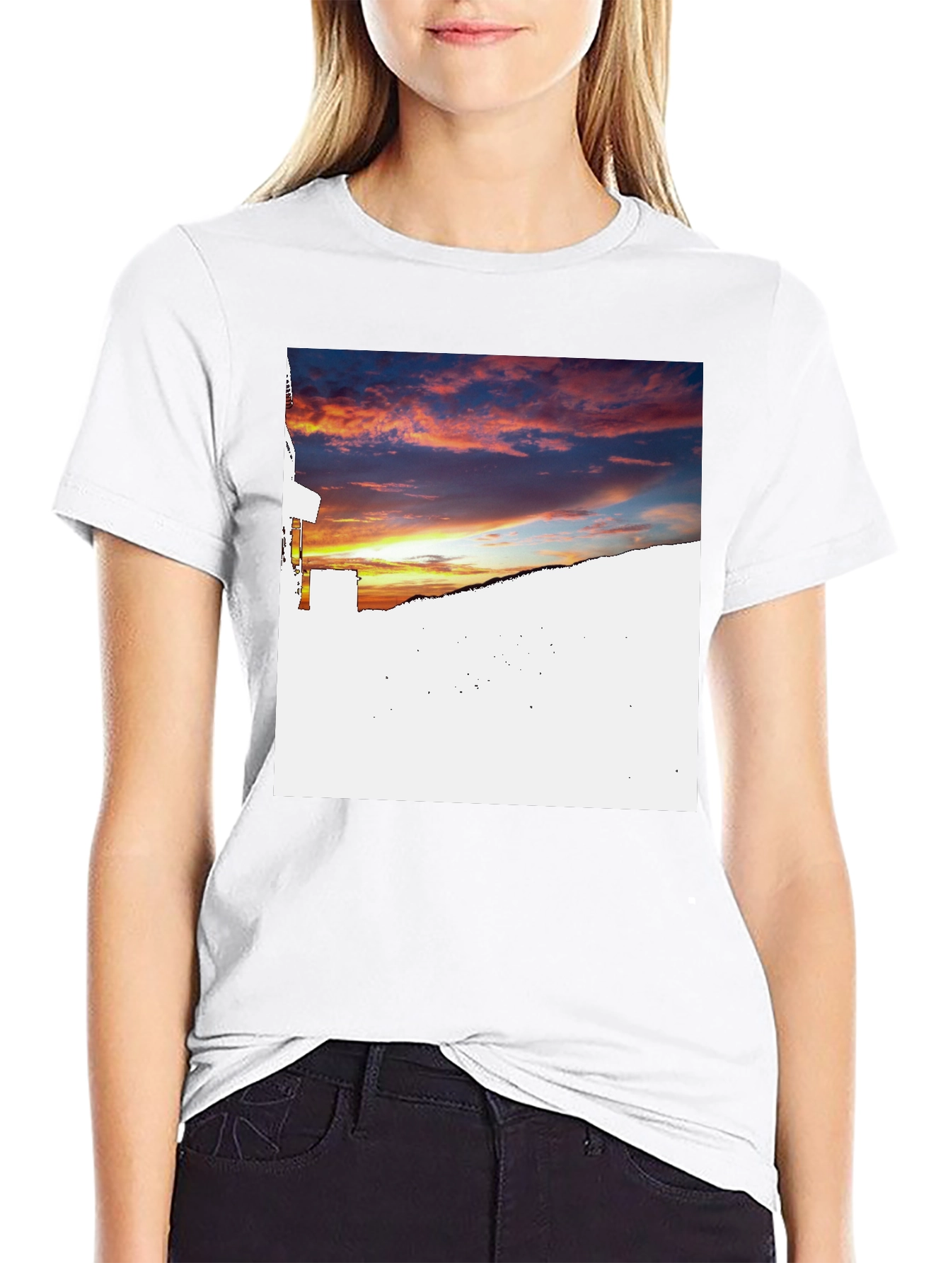 Sunset Graphic Print Black T-Shirt