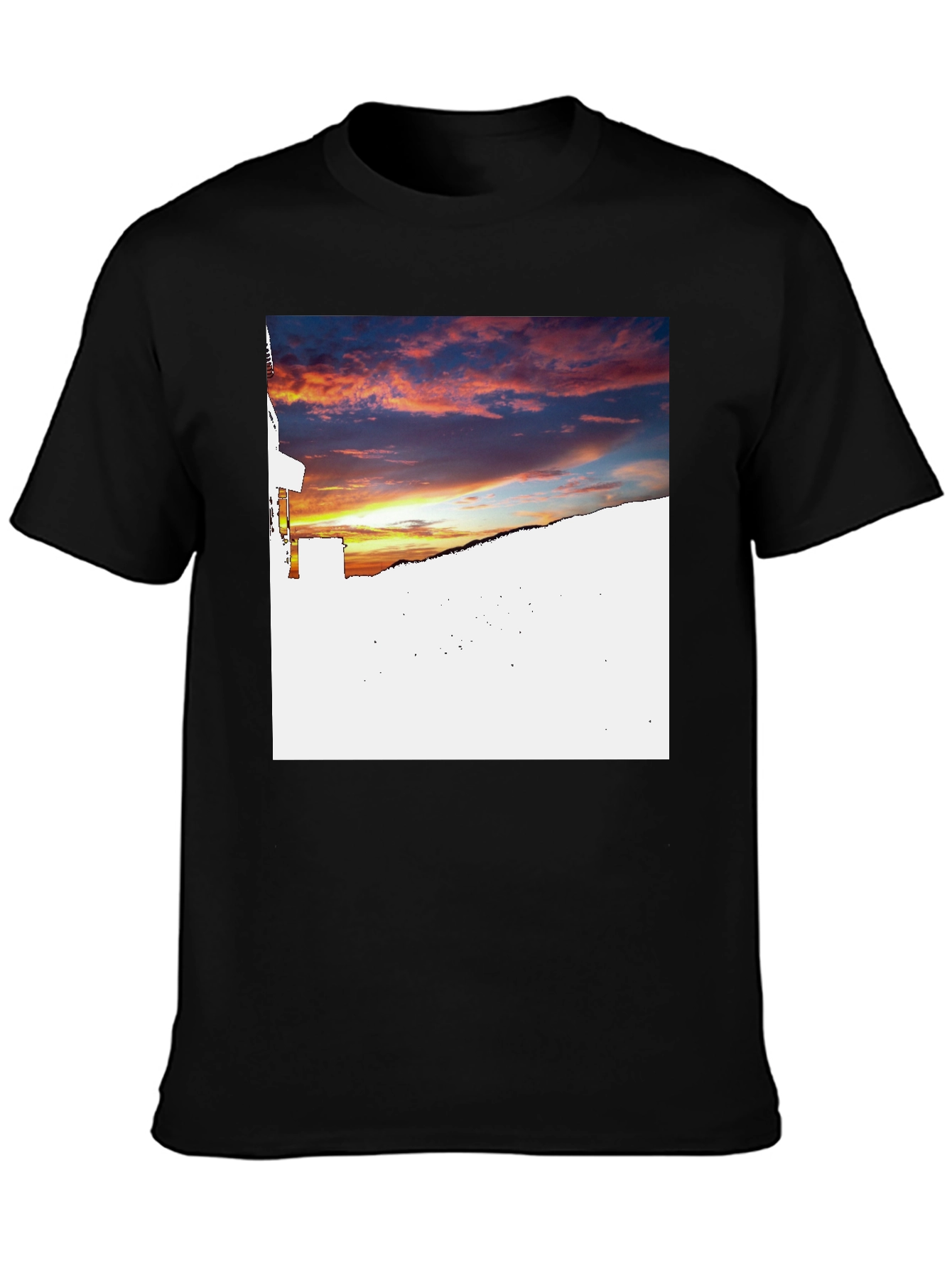 Sunset Graphic Print Black T-Shirt