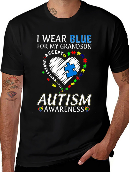 Autism Awareness T-Shirt - I Wear Blue For My Grandson