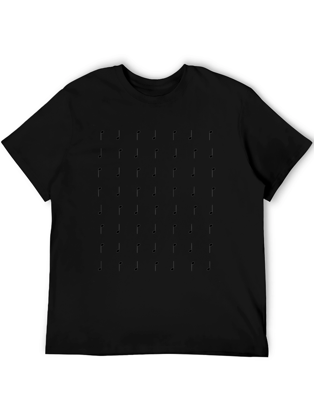 Musical Note Pattern Black T-Shirt