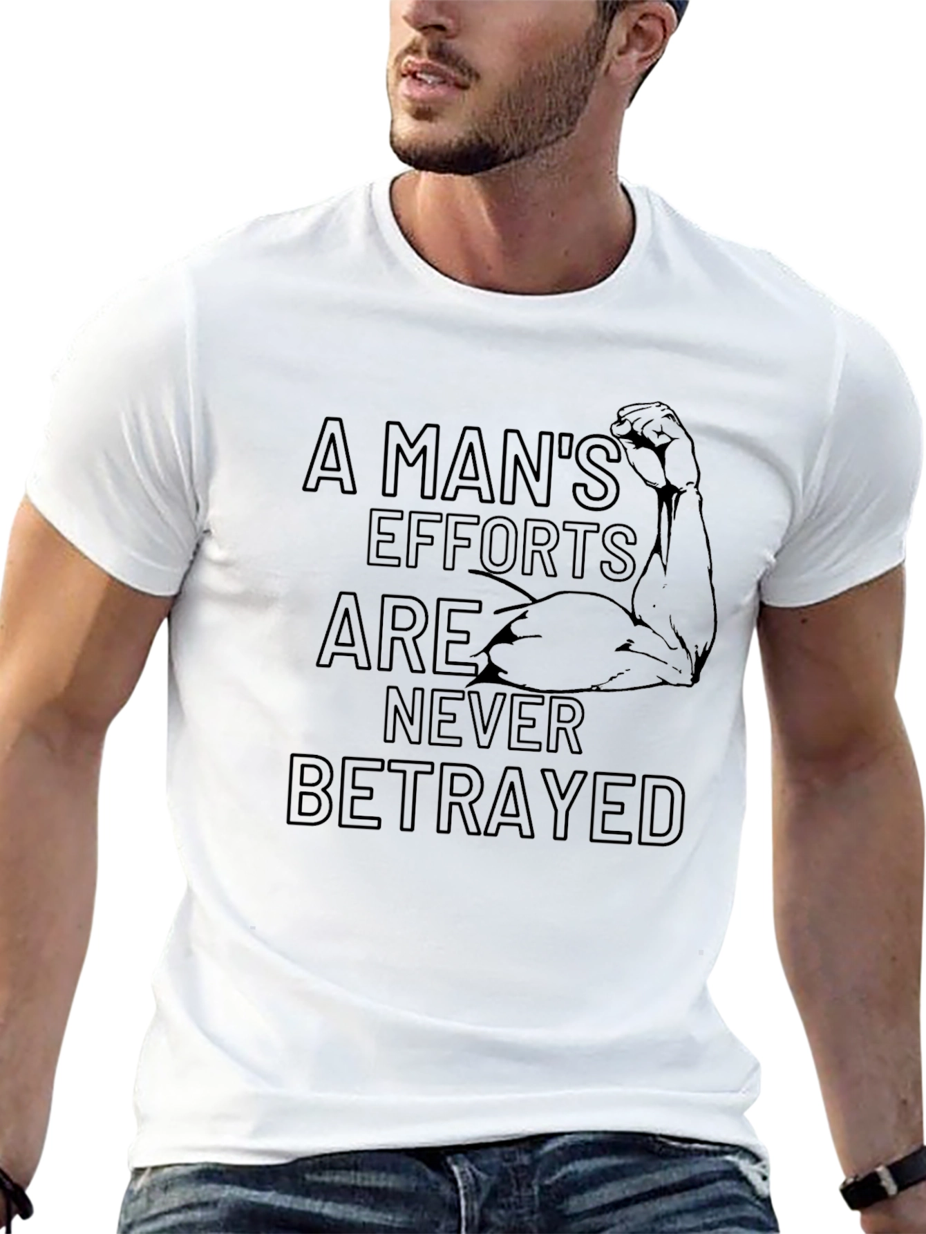 Mens A Mans Efforts Graphic Tee - Black