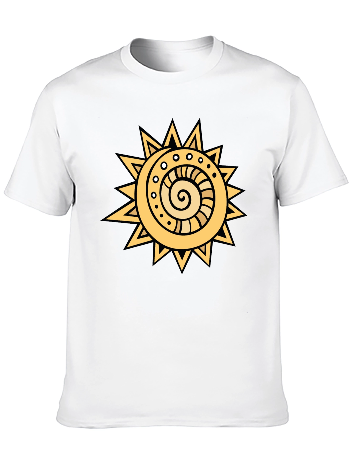 Tribal Sun Graphic Tee - Black Cotton T-Shirt