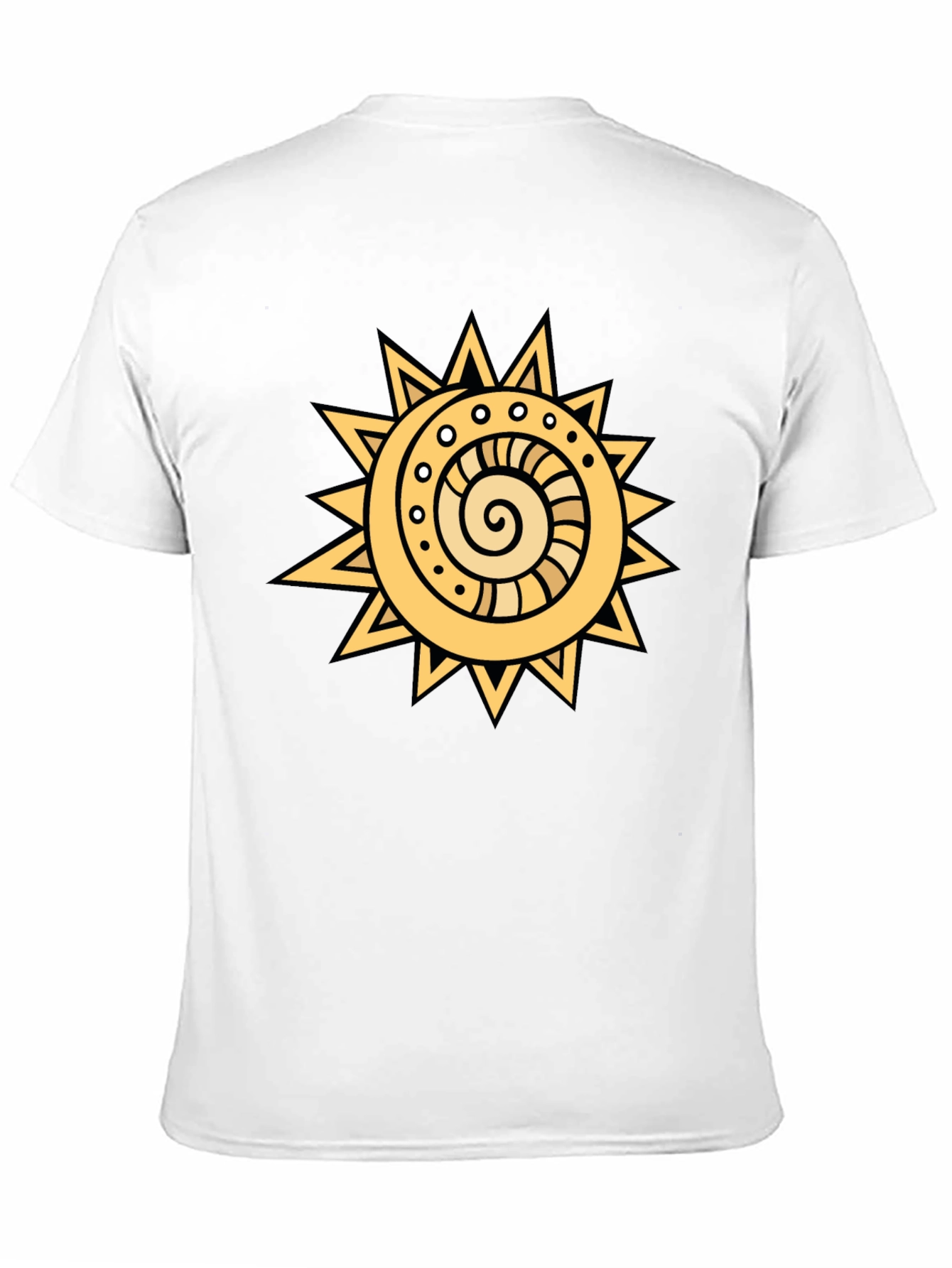 Tribal Sun Graphic Tee - Black Cotton T-Shirt
