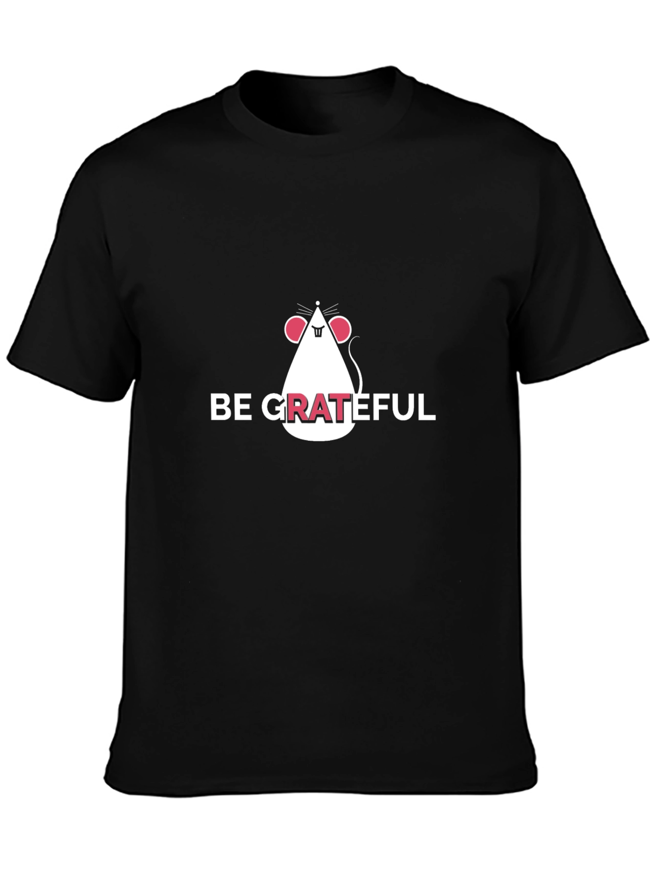 Be Grateful Mouse Graphic Tee - Stylish Black T-Shirt
