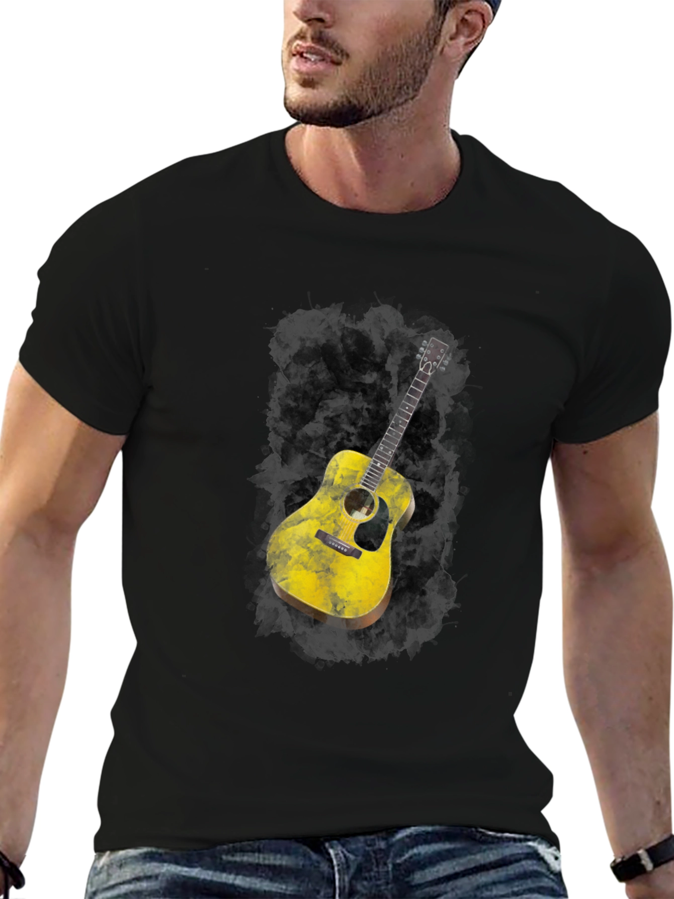 Guitar Graphic Black T-Shirt
