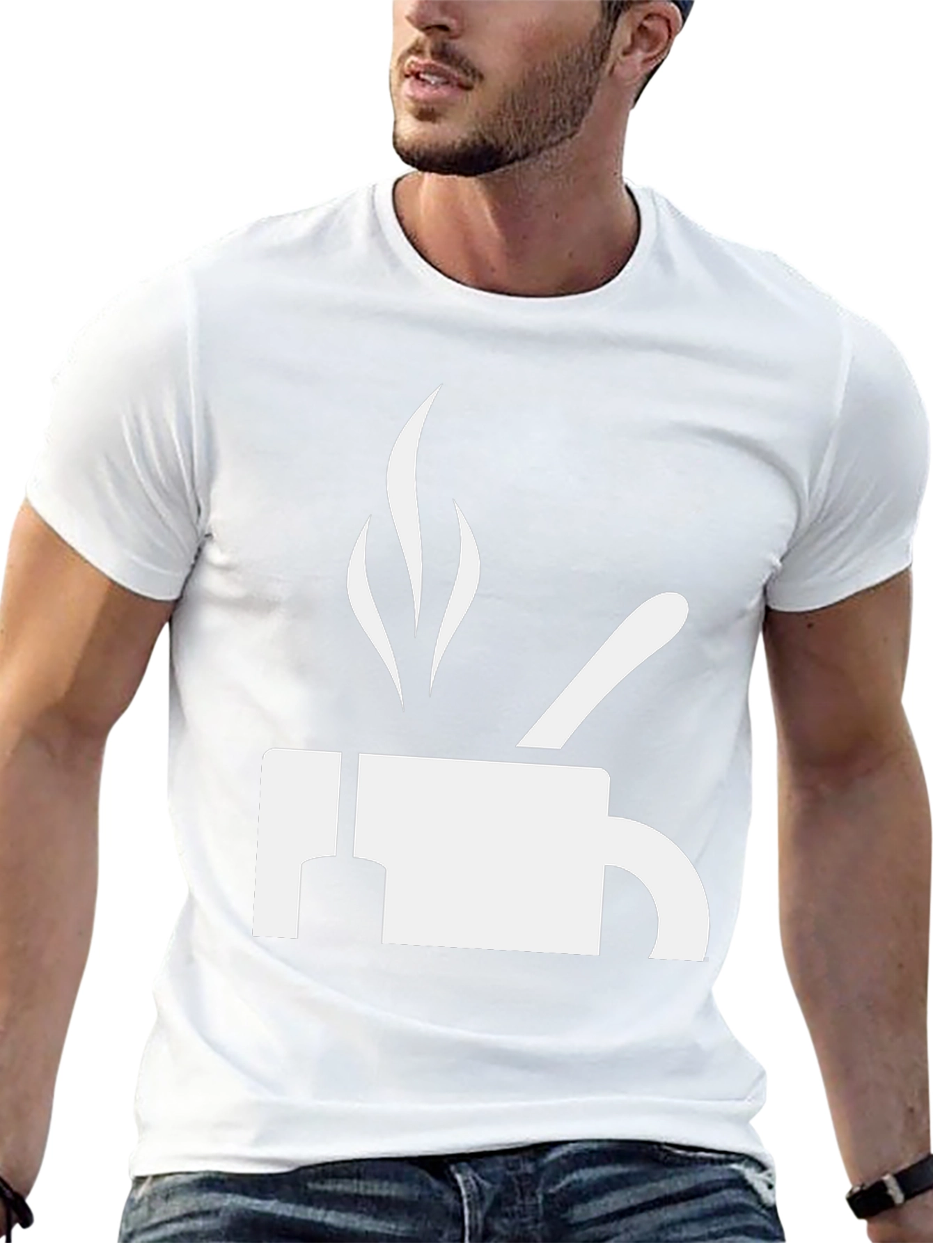 Coffee T-Shirt - White Graphic on Black Cotton Tee