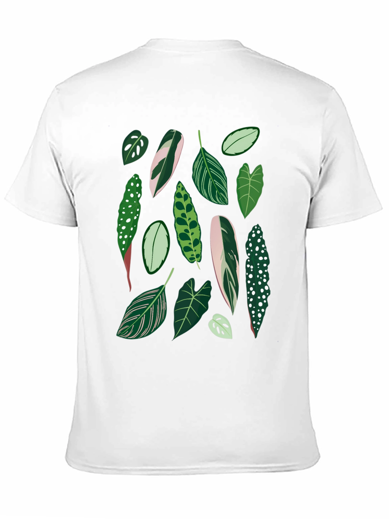 Tropical Leaf Pattern Black T-Shirt