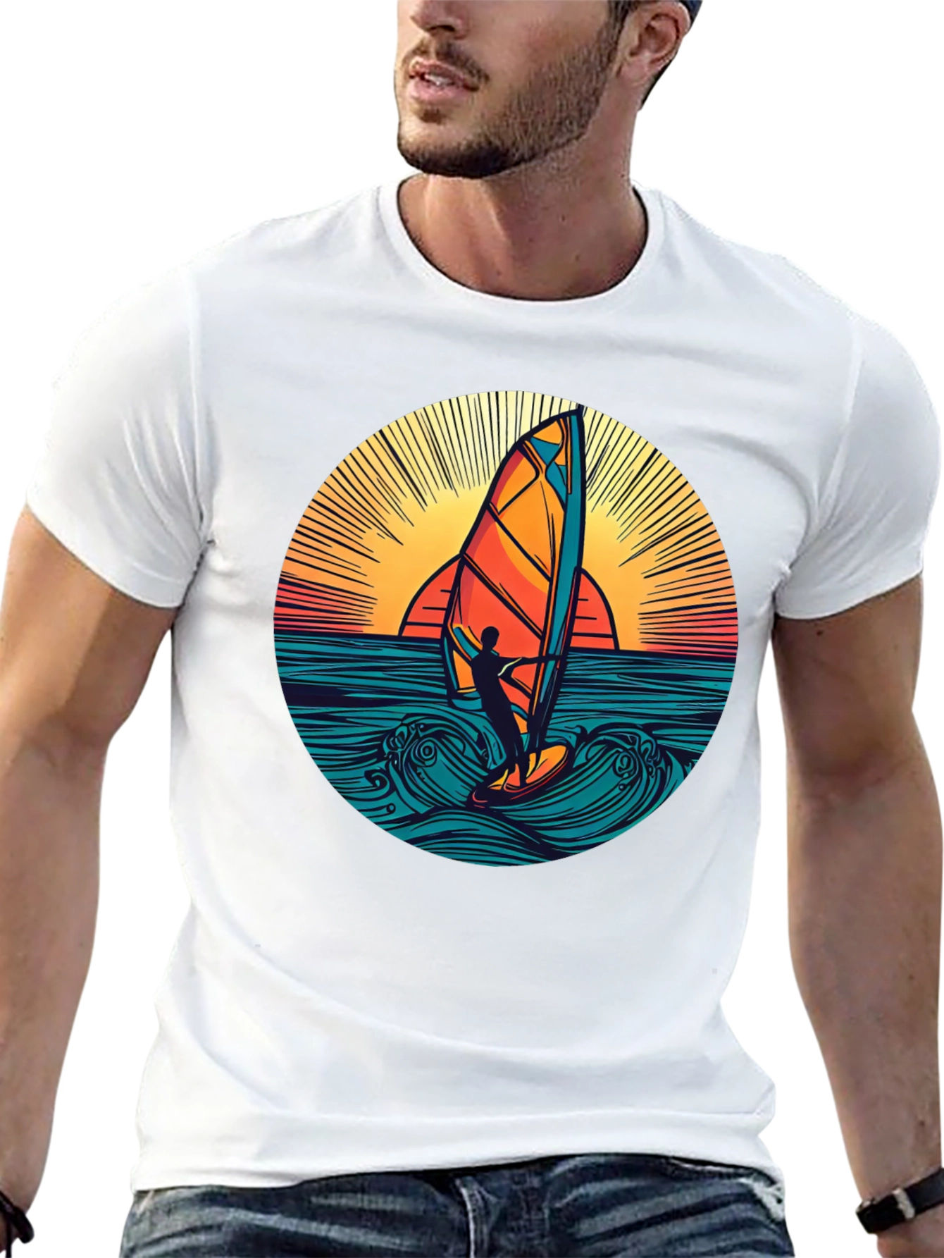 Windsurfer Sunset Graphic T-Shirt
