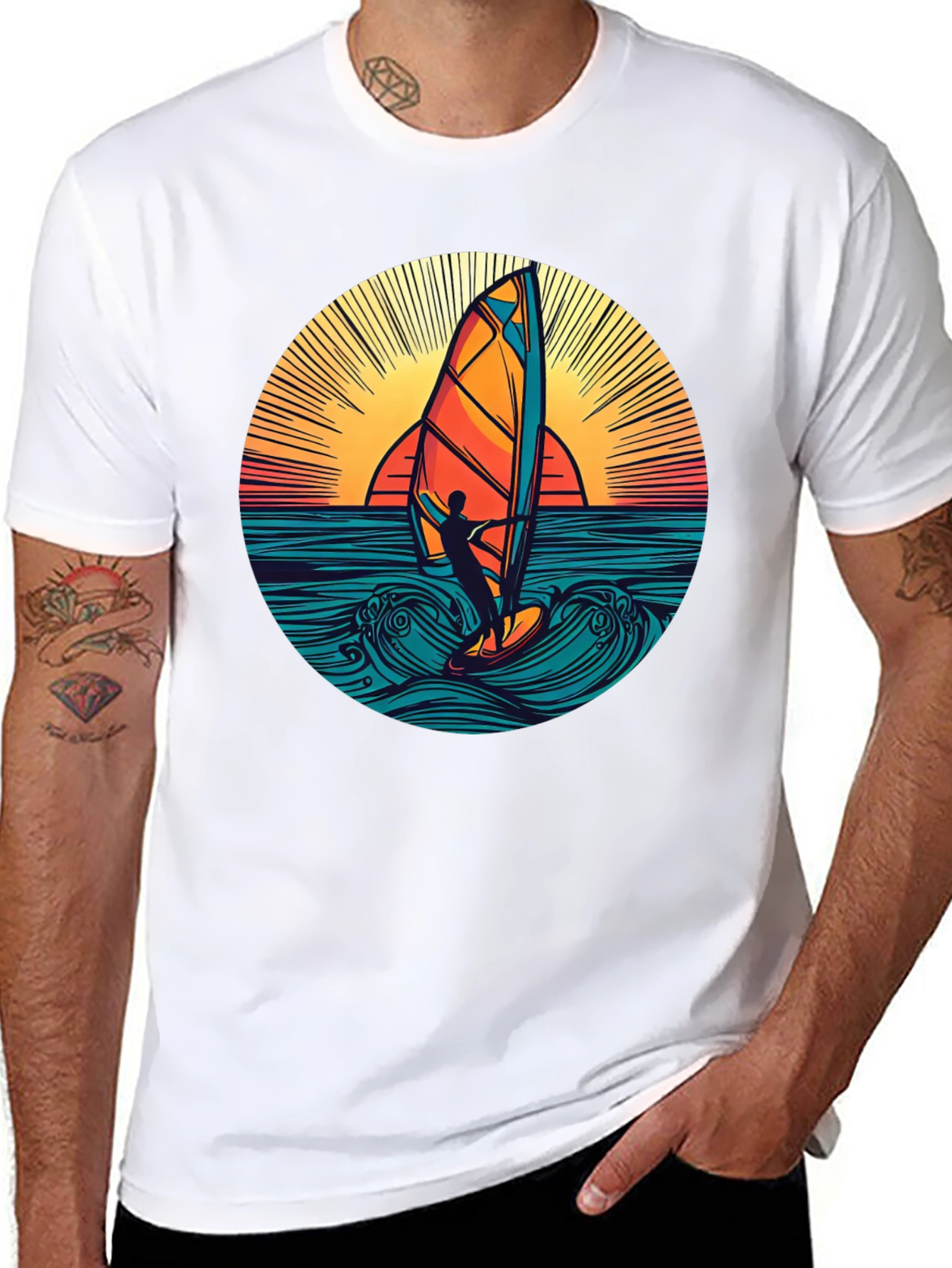Windsurfer Sunset Graphic T-Shirt