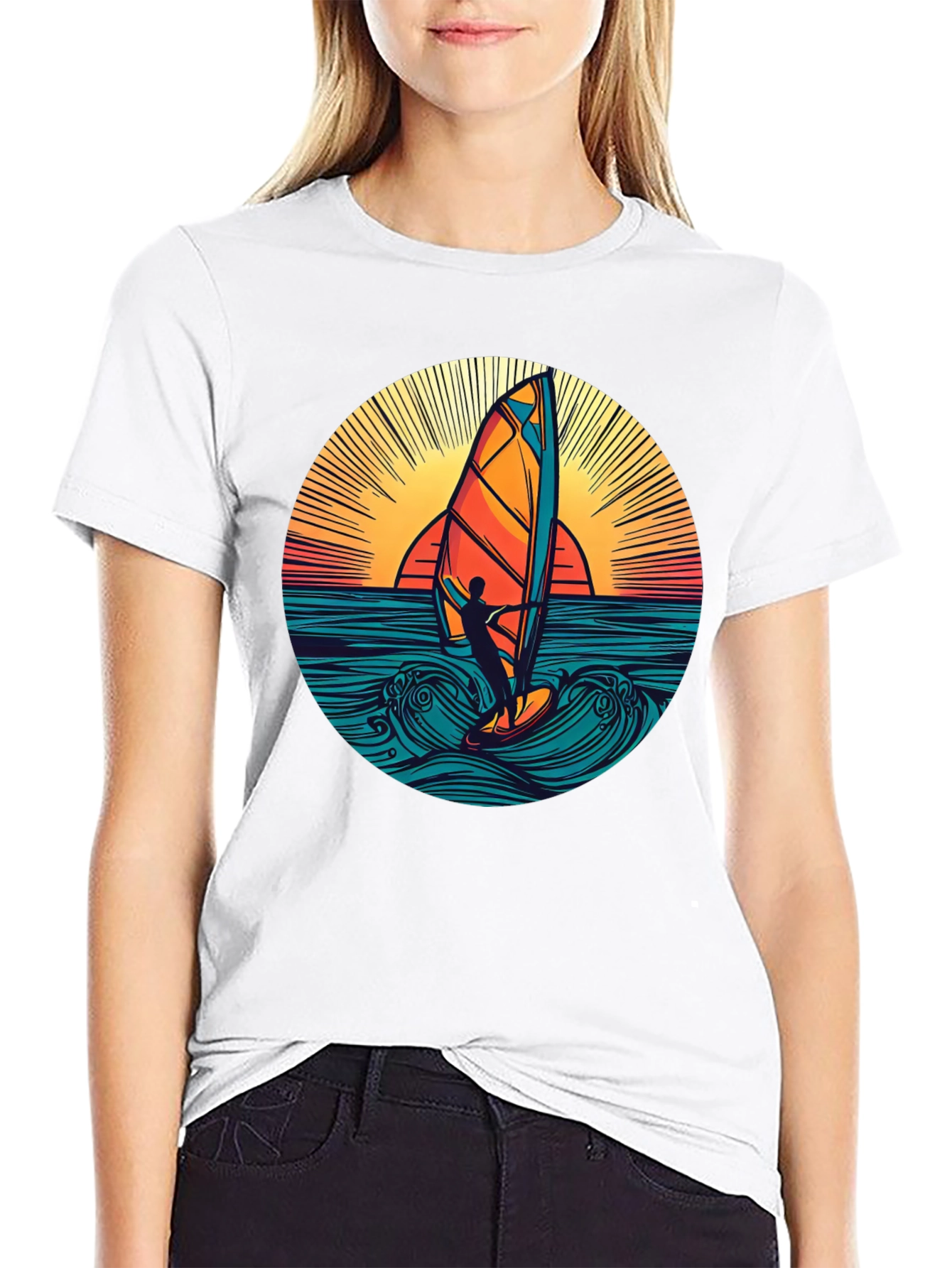 Windsurfer Sunset Graphic T-Shirt