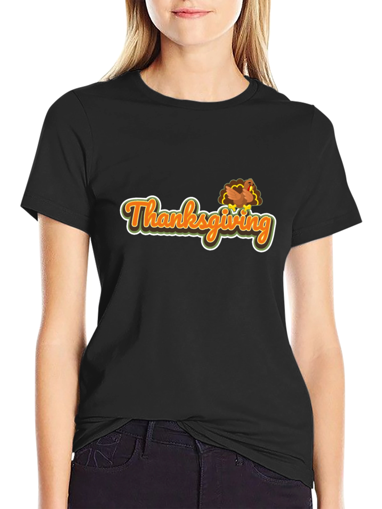 Thanksgiving Turkey Graphic Tee - Soft Black T-Shirt