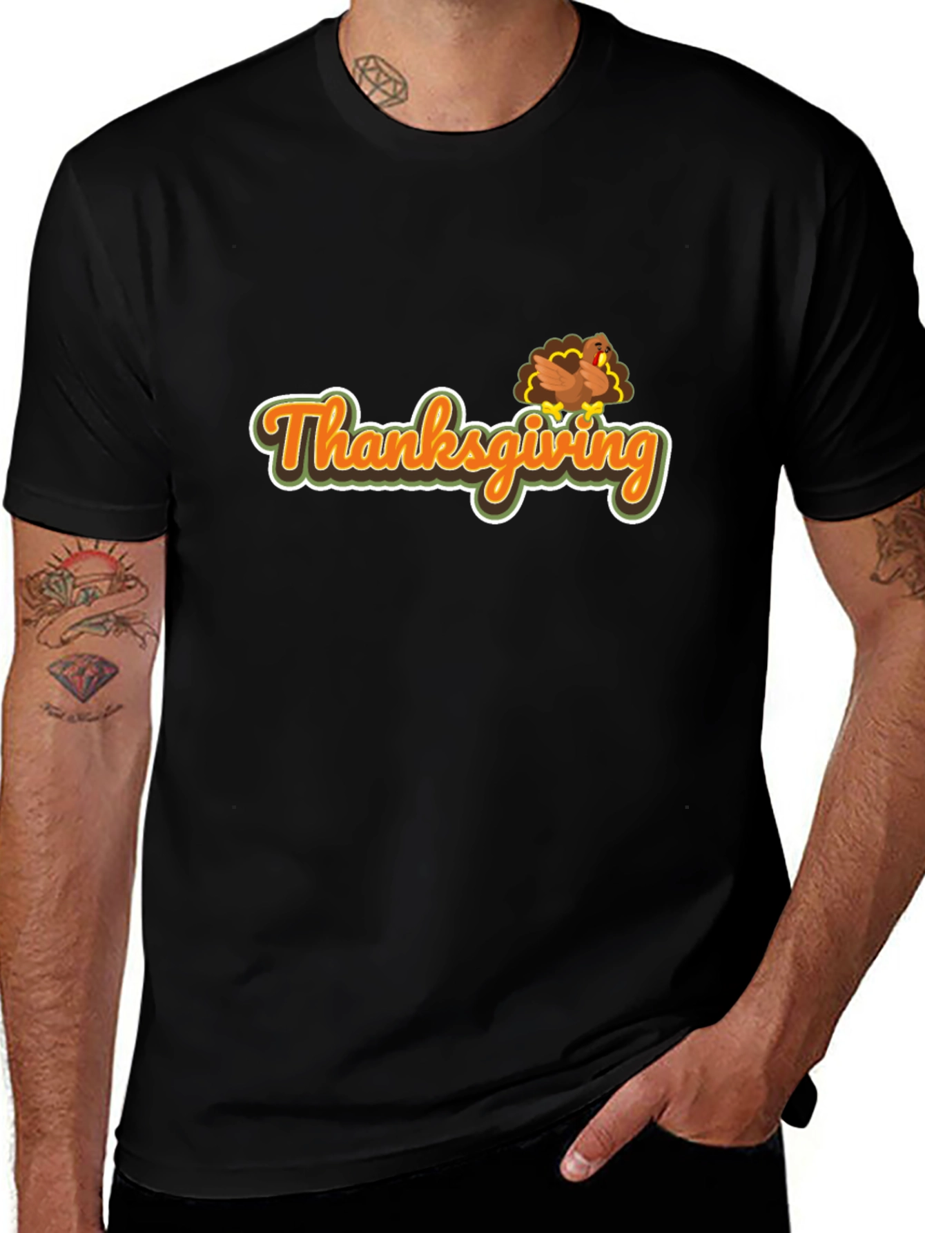 Thanksgiving Turkey Graphic Tee - Soft Black T-Shirt