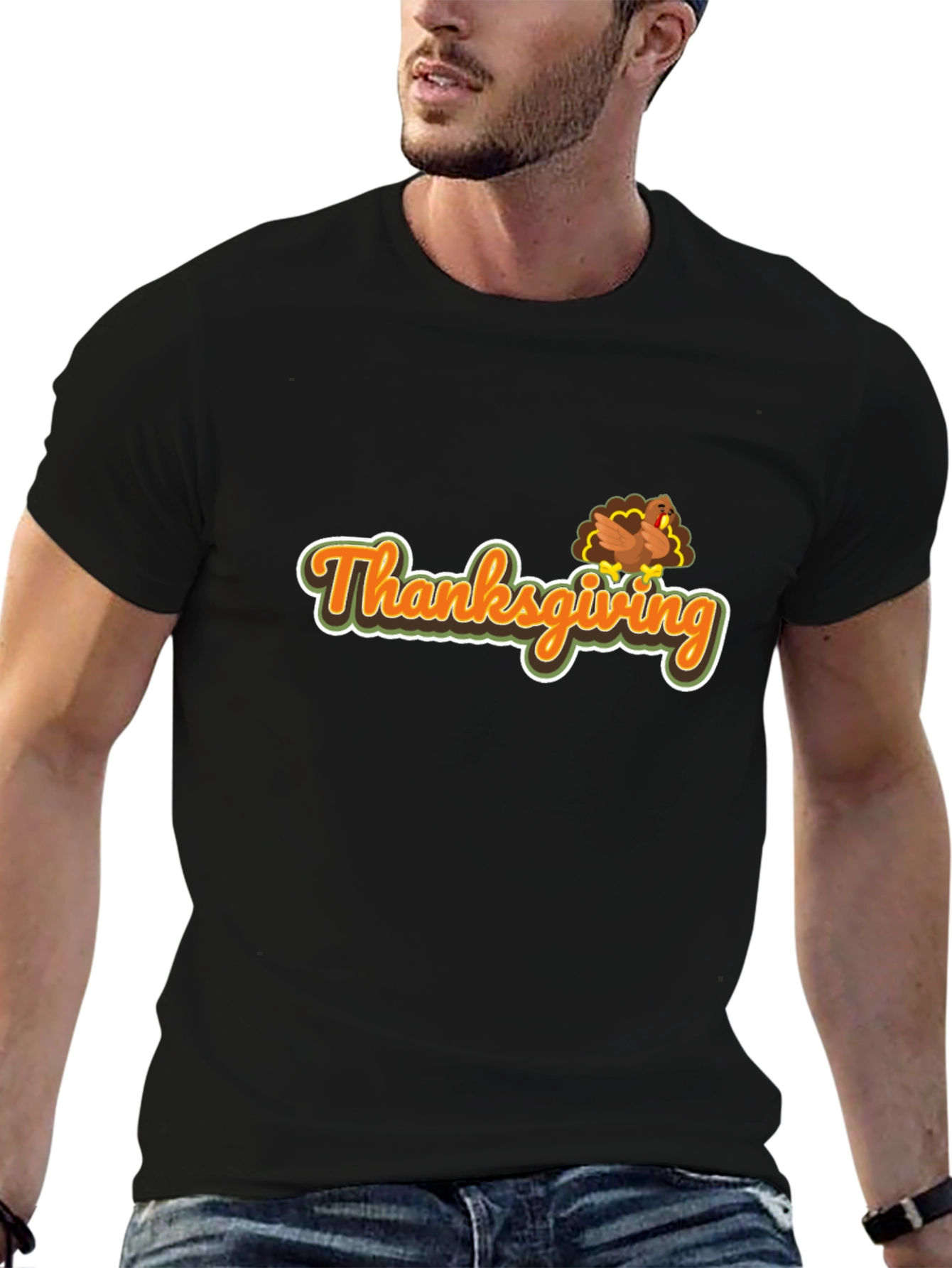 Thanksgiving Turkey Graphic Tee - Soft Black T-Shirt
