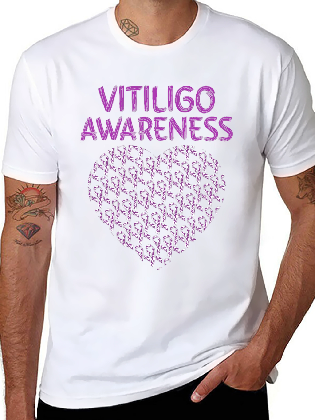 Vitiligo Awareness Heart Ribbon T-Shirt