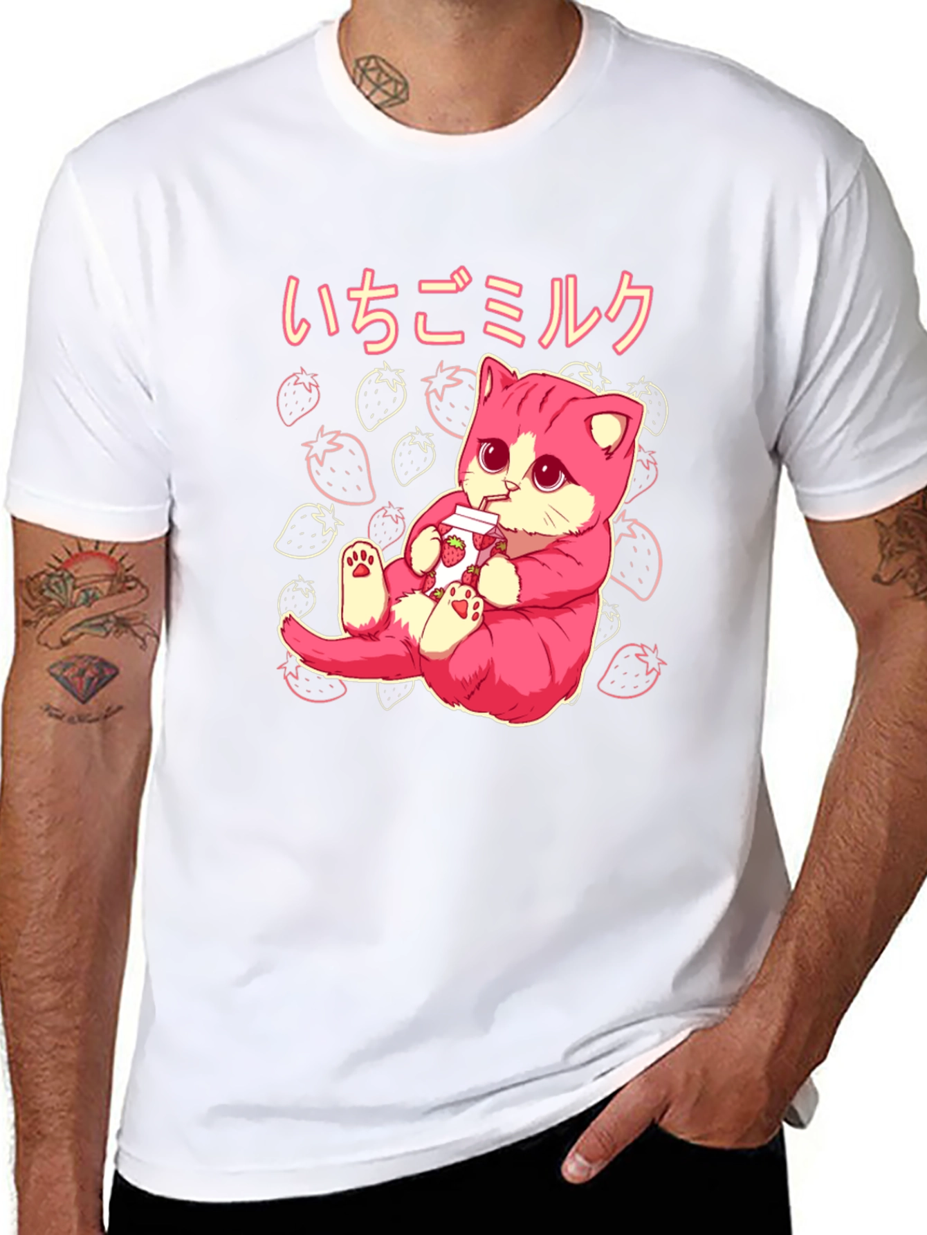 Strawberry Milk Kawaii Cat T-Shirt
