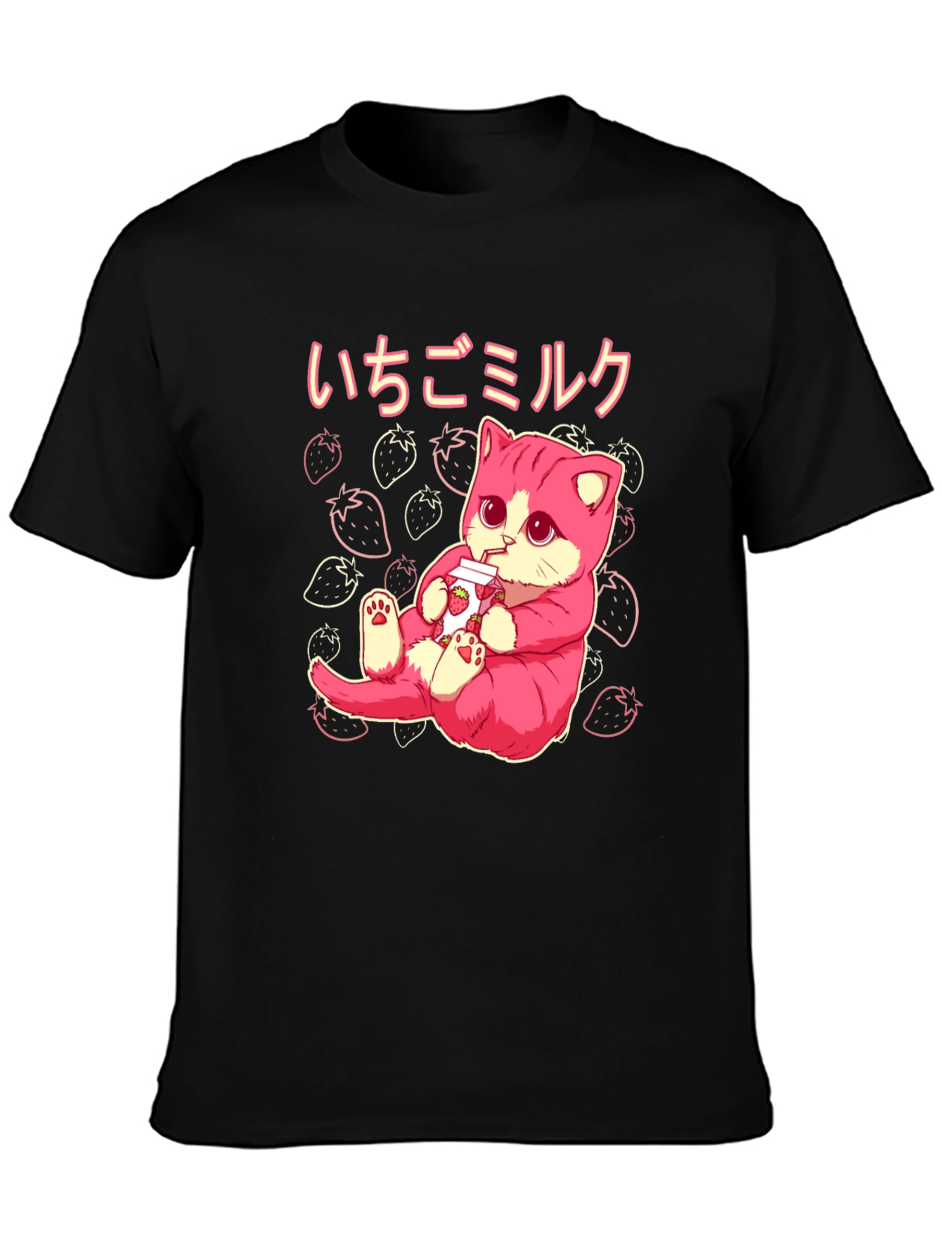 Strawberry Milk Kawaii Cat T-Shirt