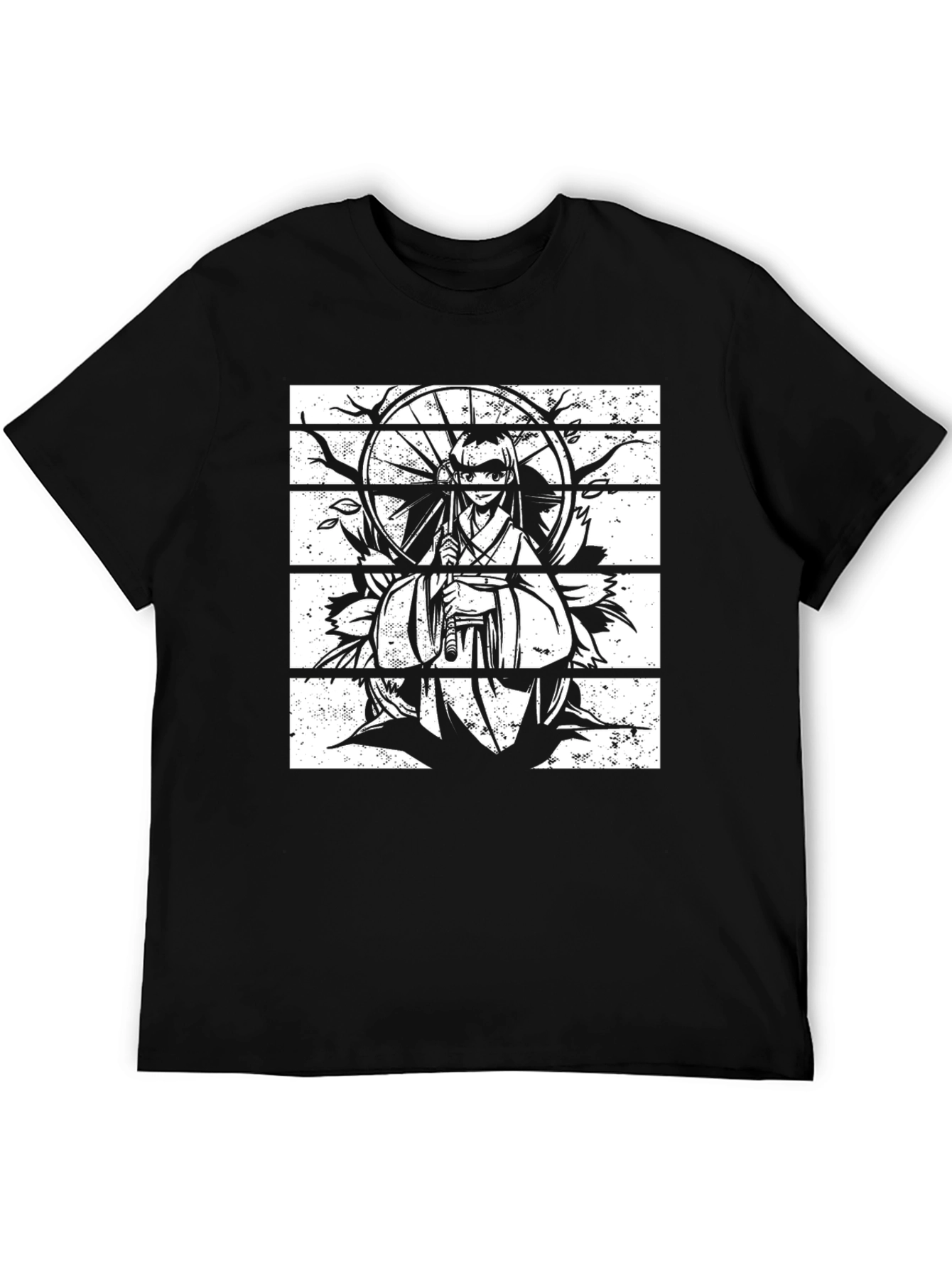 Black Anime Graphic Tee - Stylish Manga Print Shirt