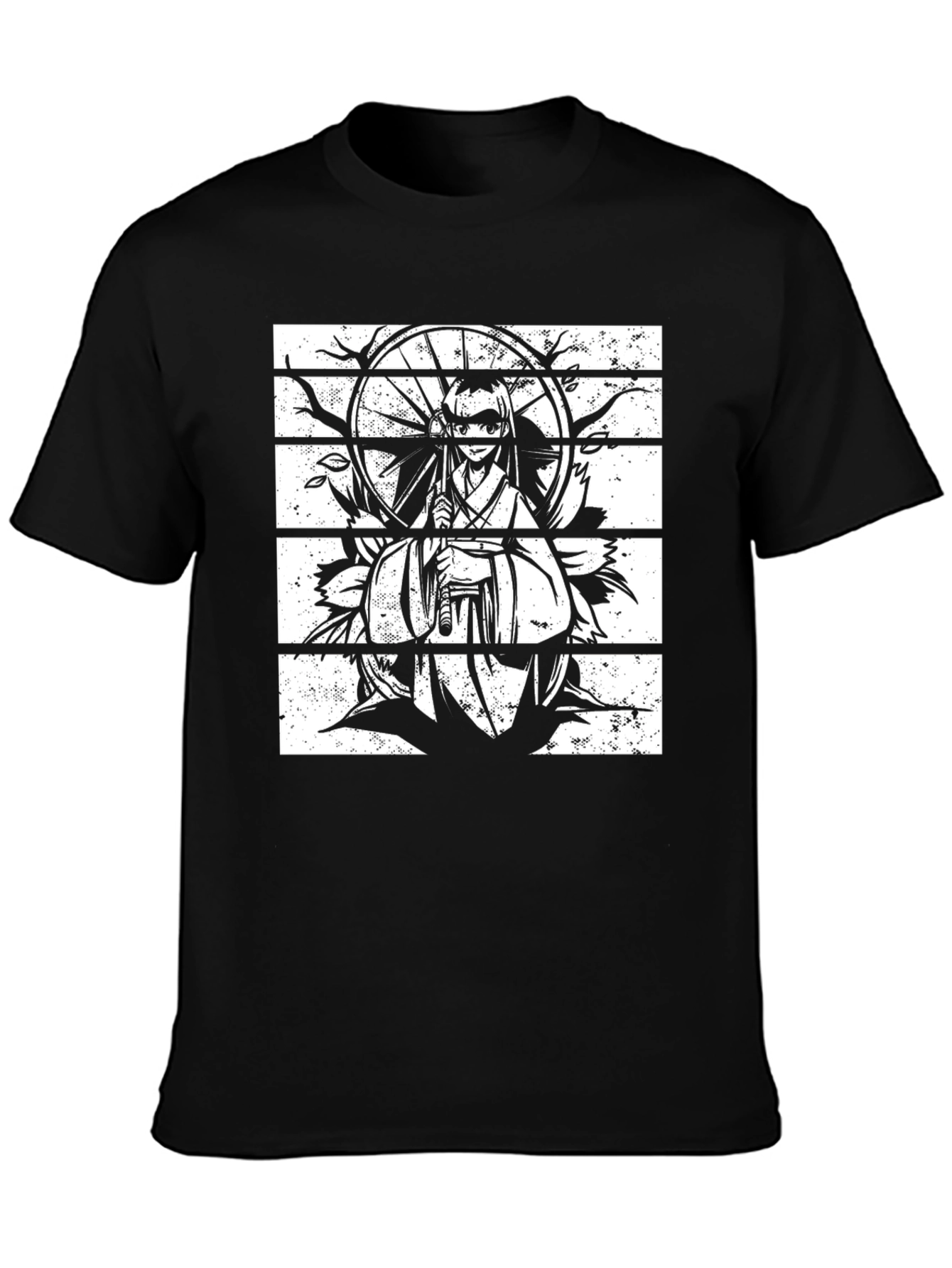 Black Anime Graphic Tee - Stylish Manga Print Shirt