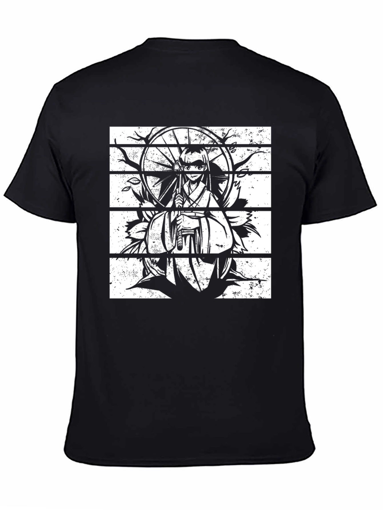 Black Anime Graphic Tee - Stylish Manga Print Shirt