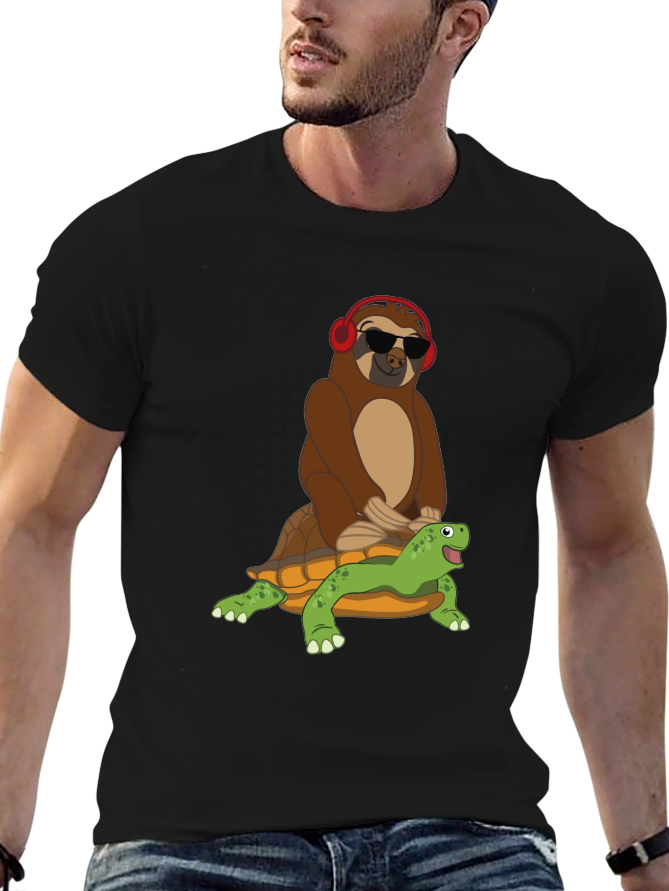 Sloth Riding Turtle Graphic Tee