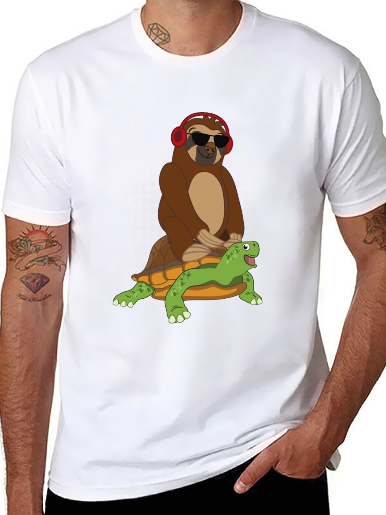 Sloth Riding Turtle Graphic Tee