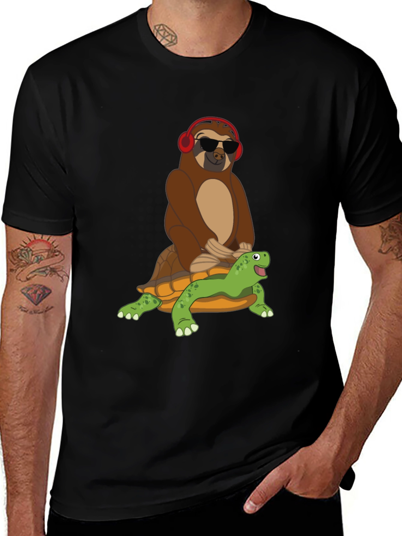 Sloth Riding Turtle Graphic Tee