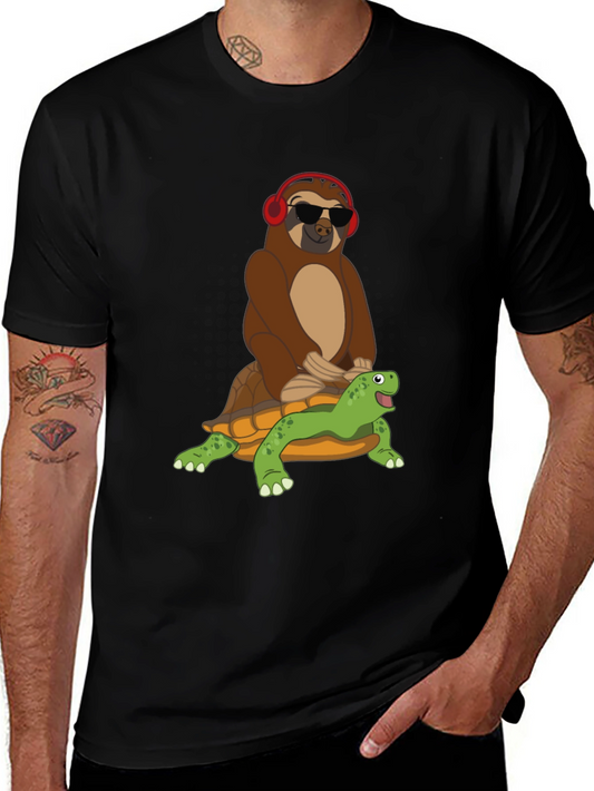 Sloth Riding Turtle Graphic Tee