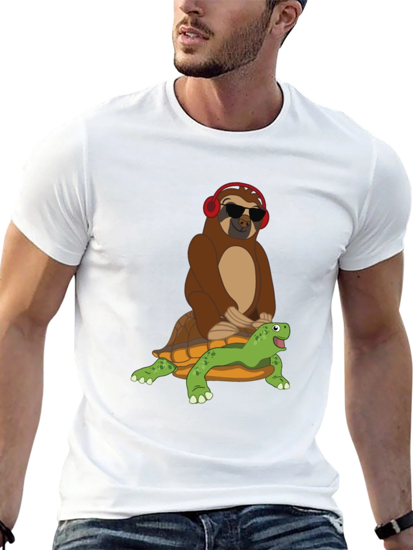 Sloth Riding Turtle Graphic Tee