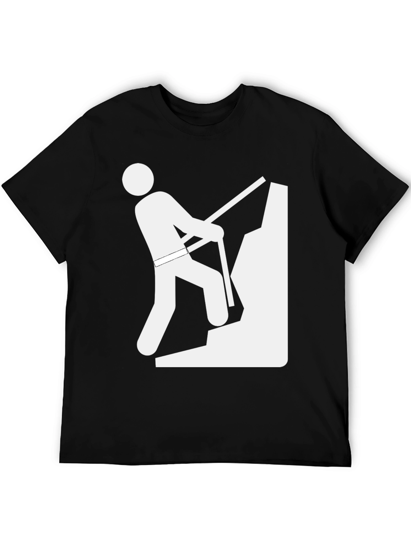 Climbing Man Graphic Tee - Black Cotton T-Shirt