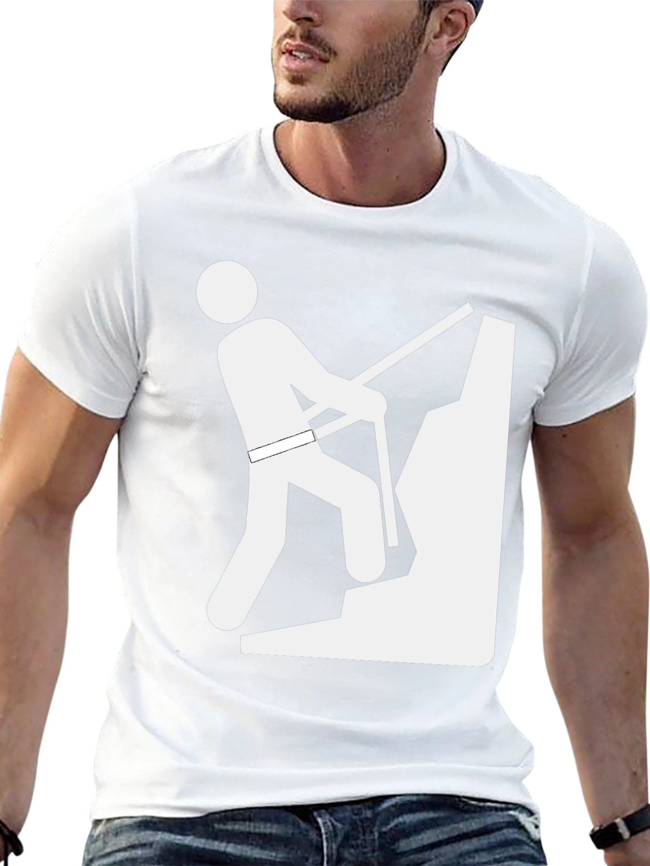 Climbing Man Graphic Tee - Black Cotton T-Shirt