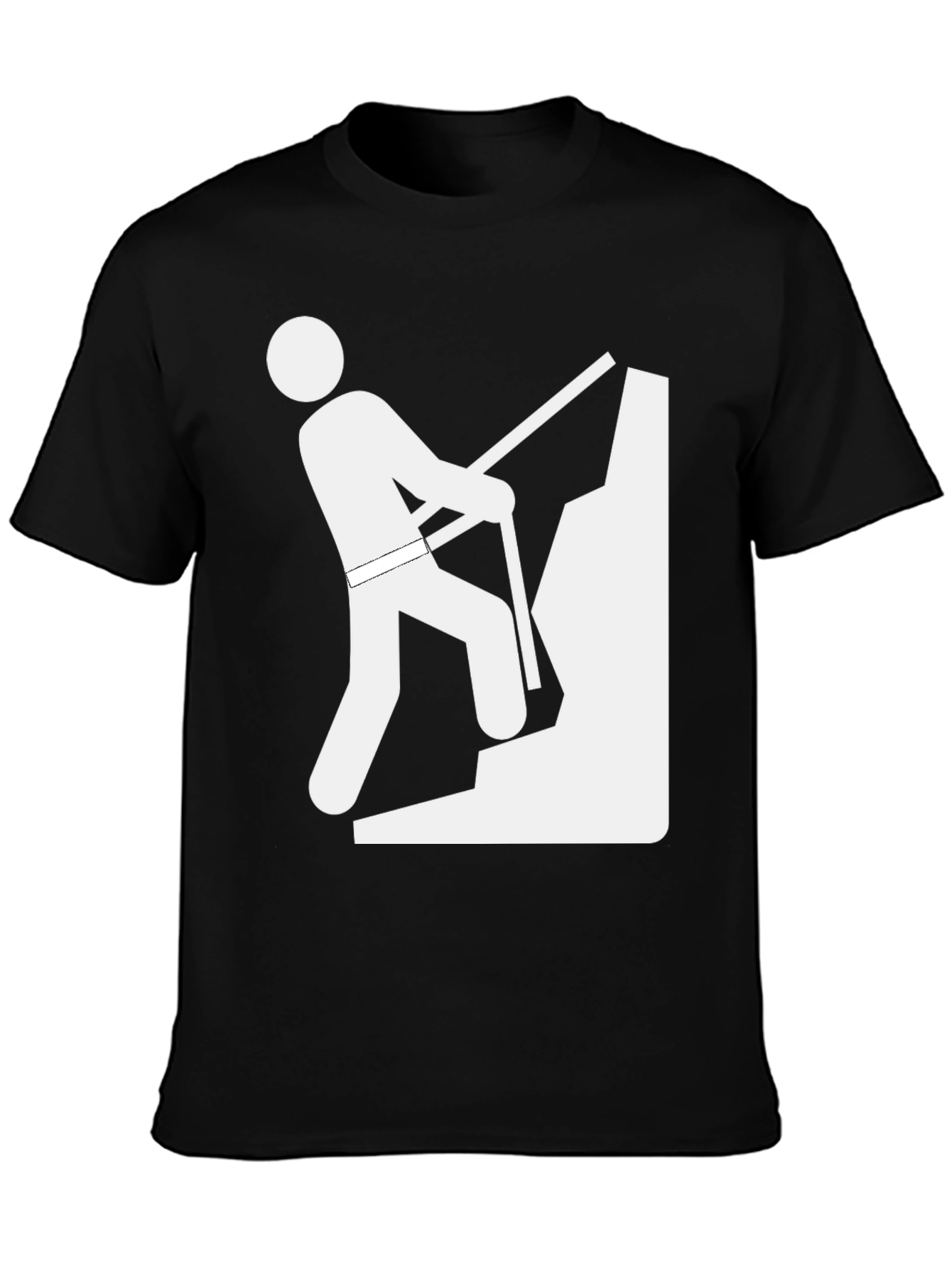 Climbing Man Graphic Tee - Black Cotton T-Shirt