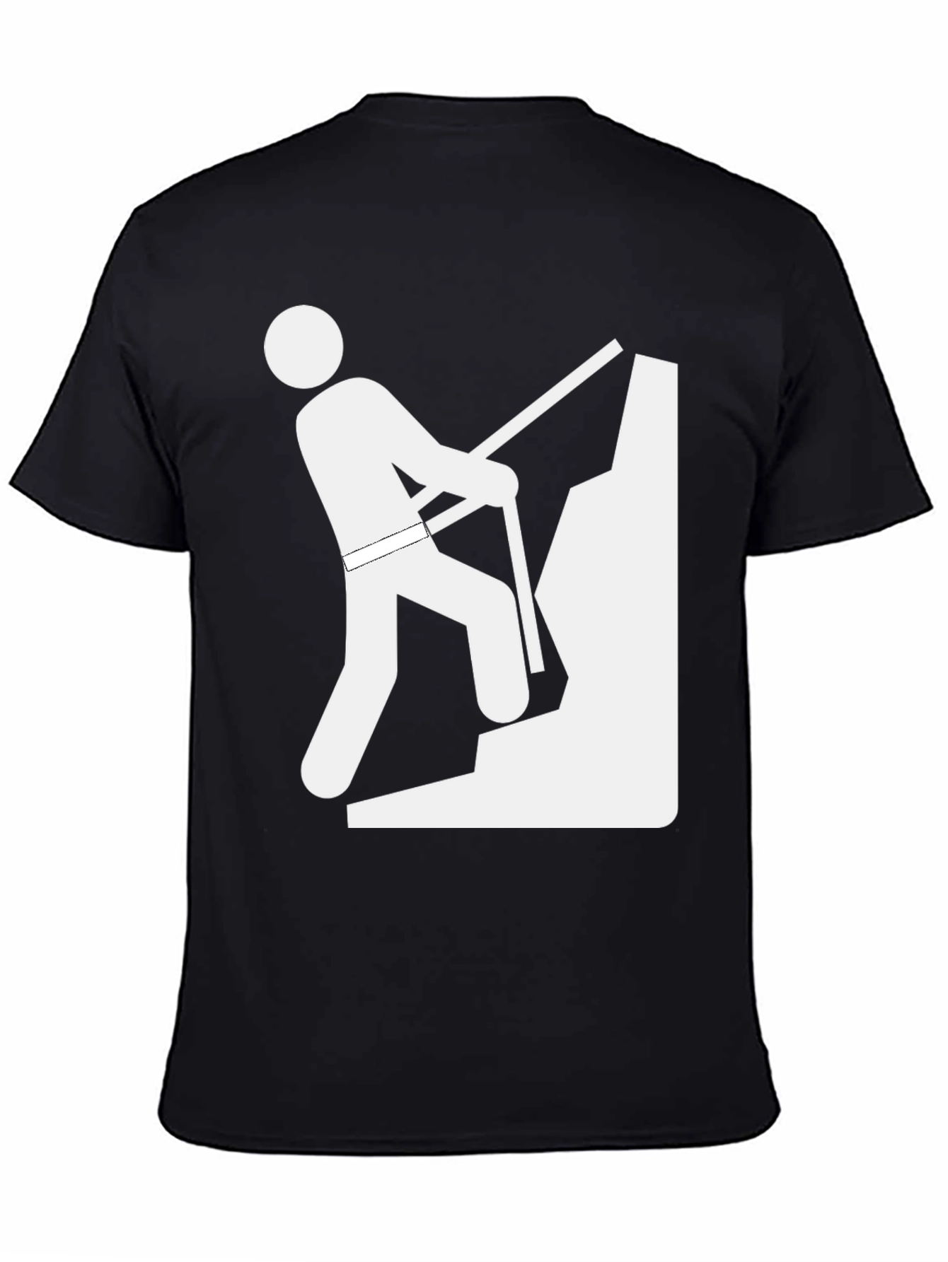 Climbing Man Graphic Tee - Black Cotton T-Shirt