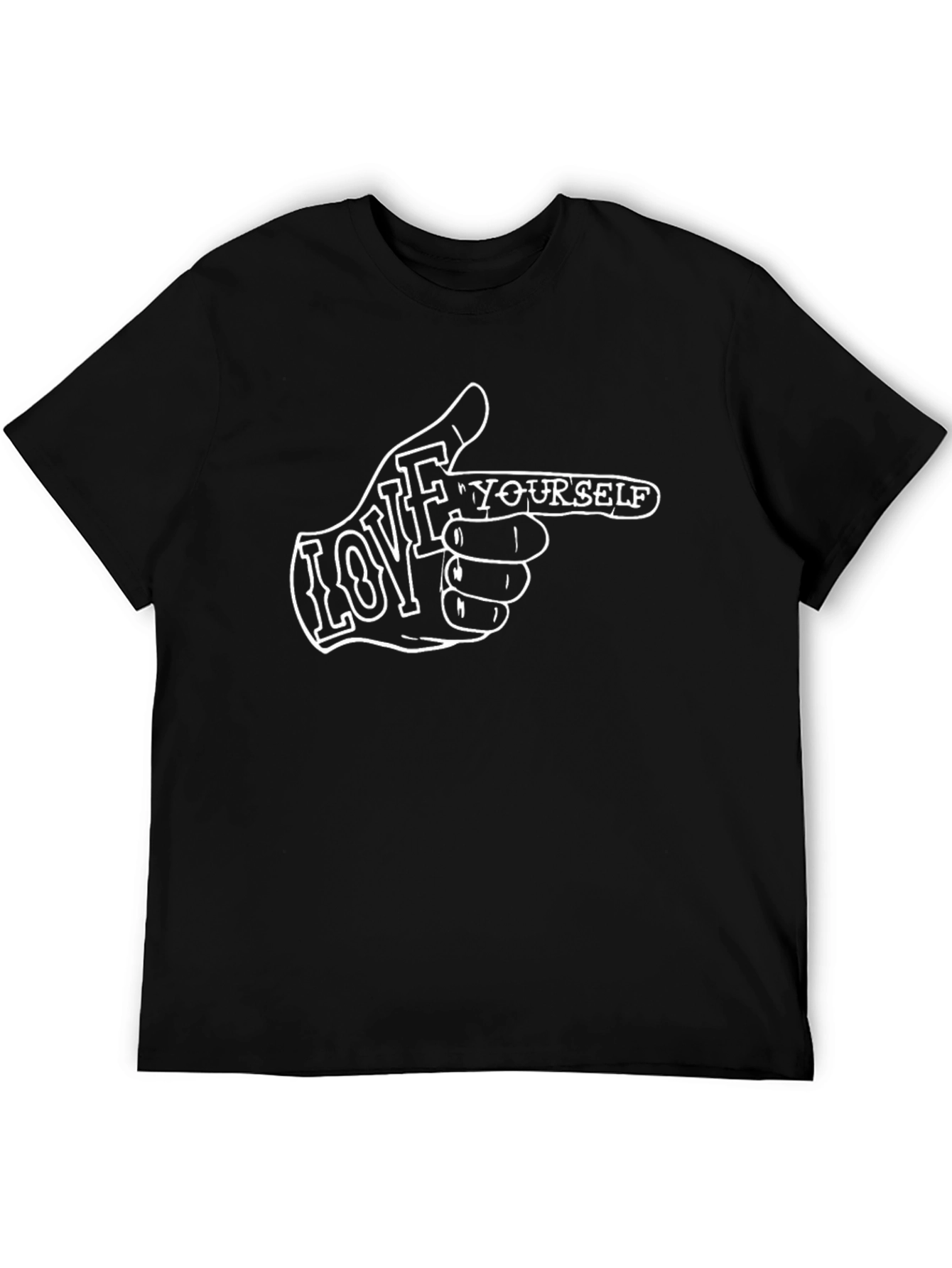 Love Yourself Graphic Tee - Black Crew Neck Shirt