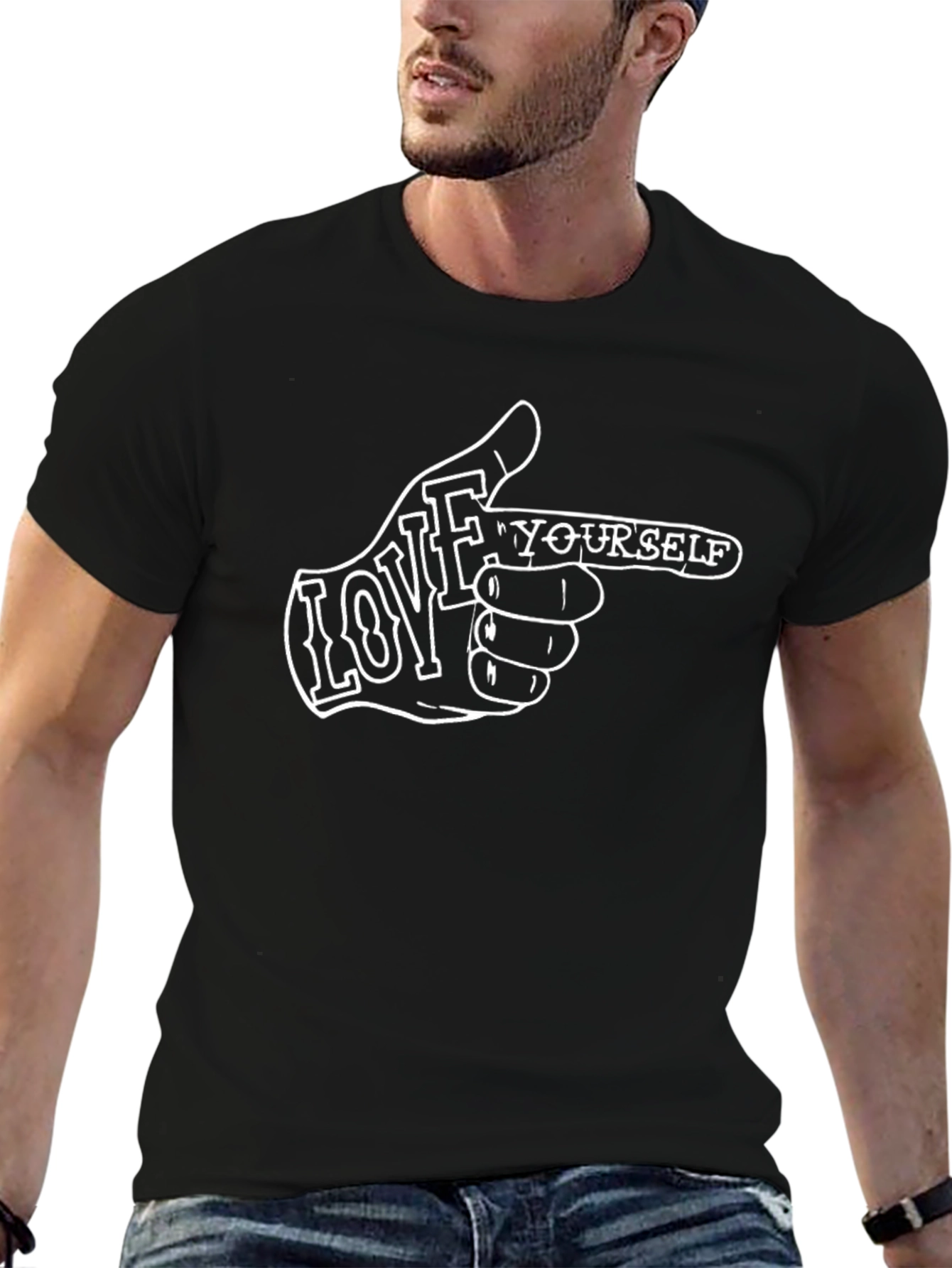 Love Yourself Graphic Tee - Black Crew Neck Shirt