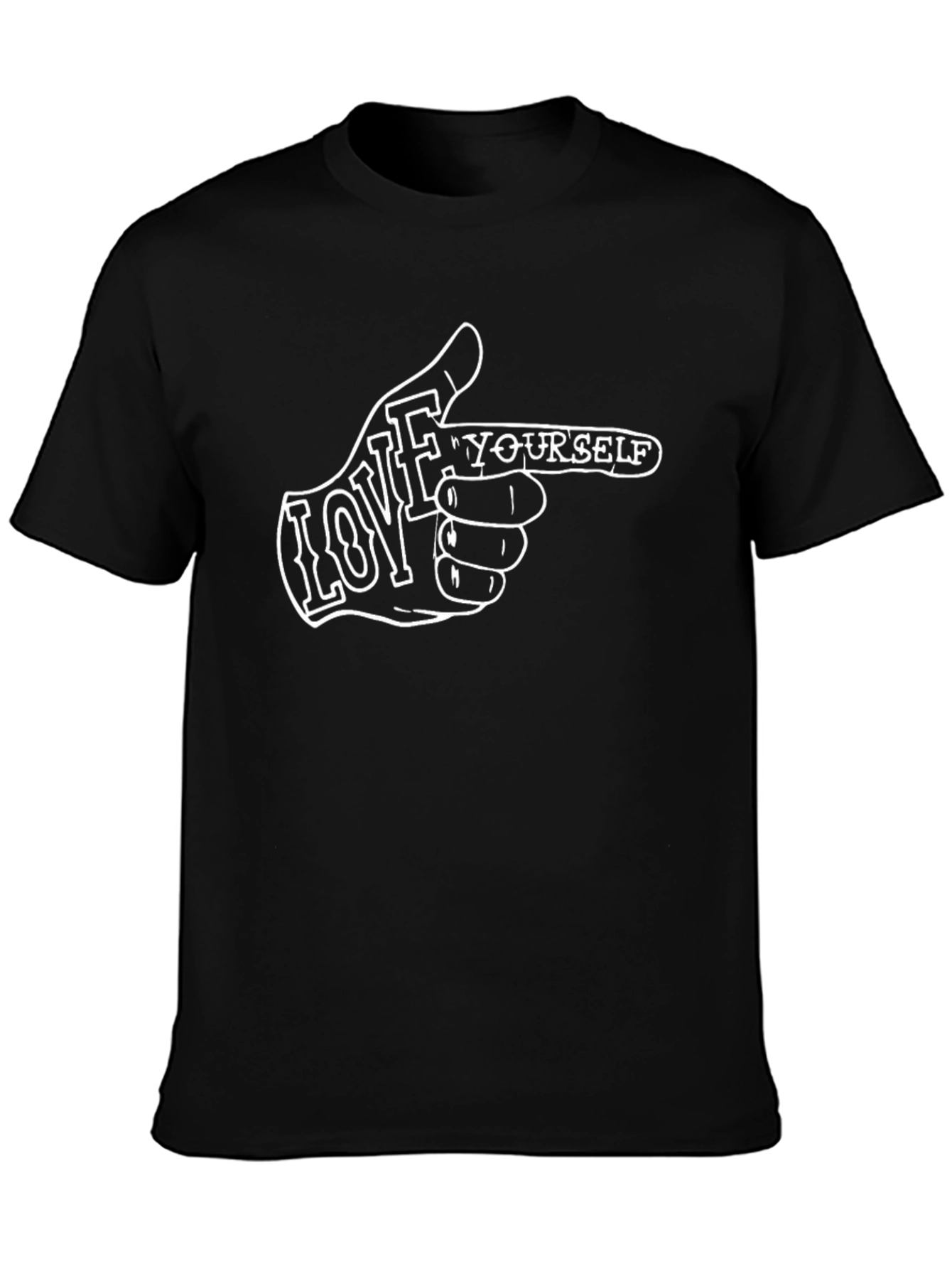 Love Yourself Graphic Tee - Black Crew Neck Shirt