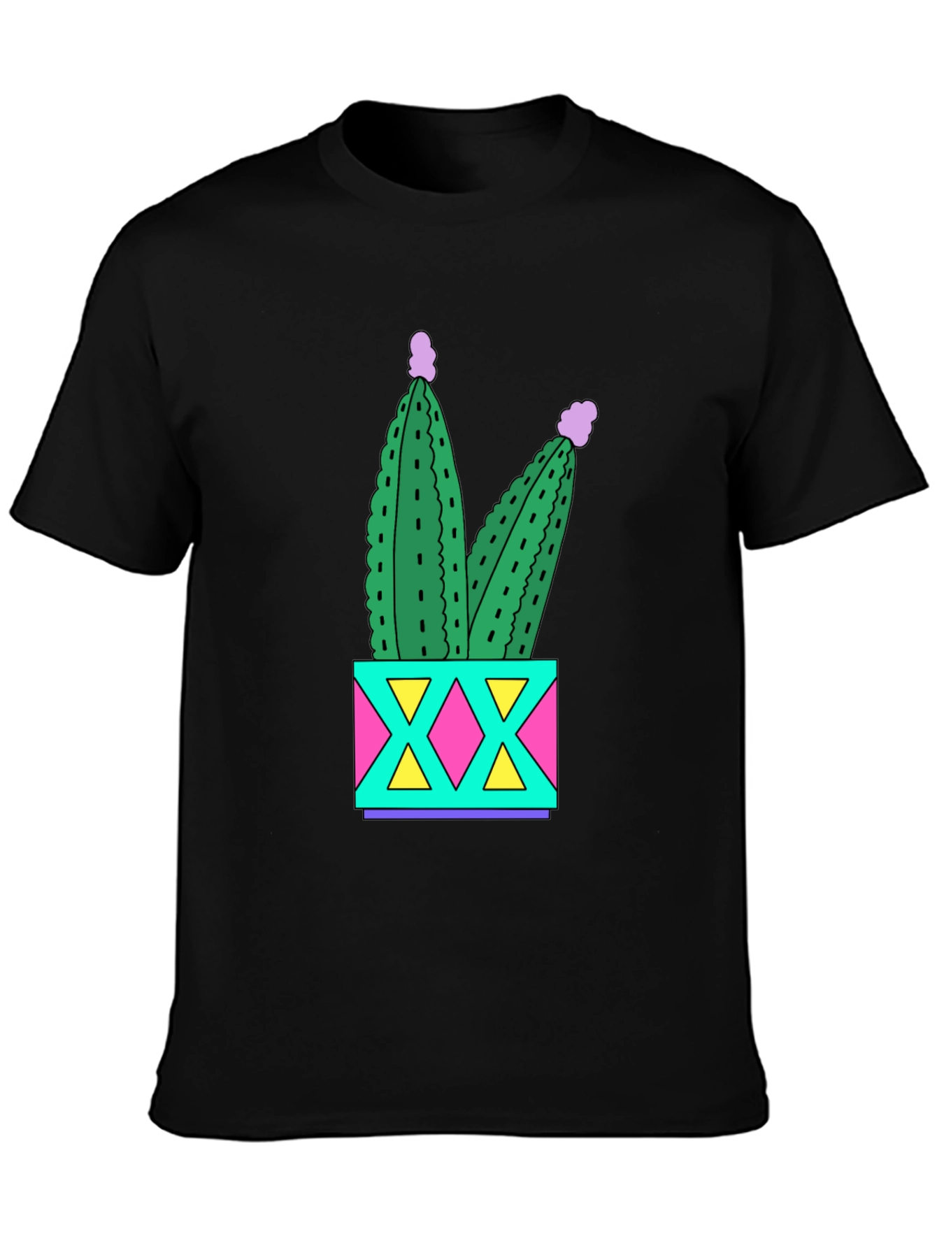 Fun Cactus T-Shirt - Black Cotton Graphic Tee
