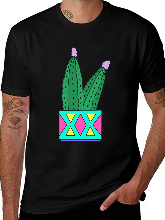 Fun Cactus T-Shirt - Black Cotton Graphic Tee