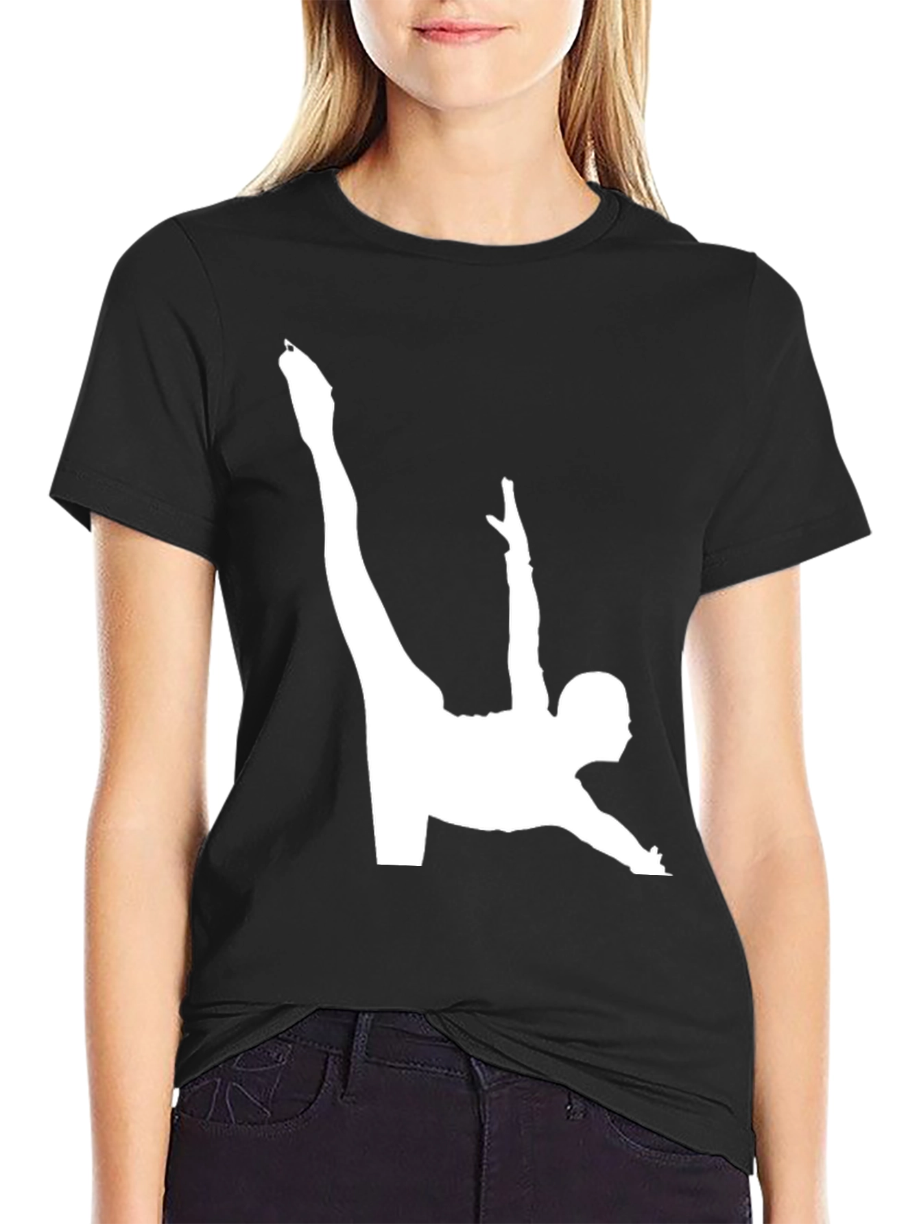 Gymnast Silhouette Graphic Tee - Black Cotton Blend