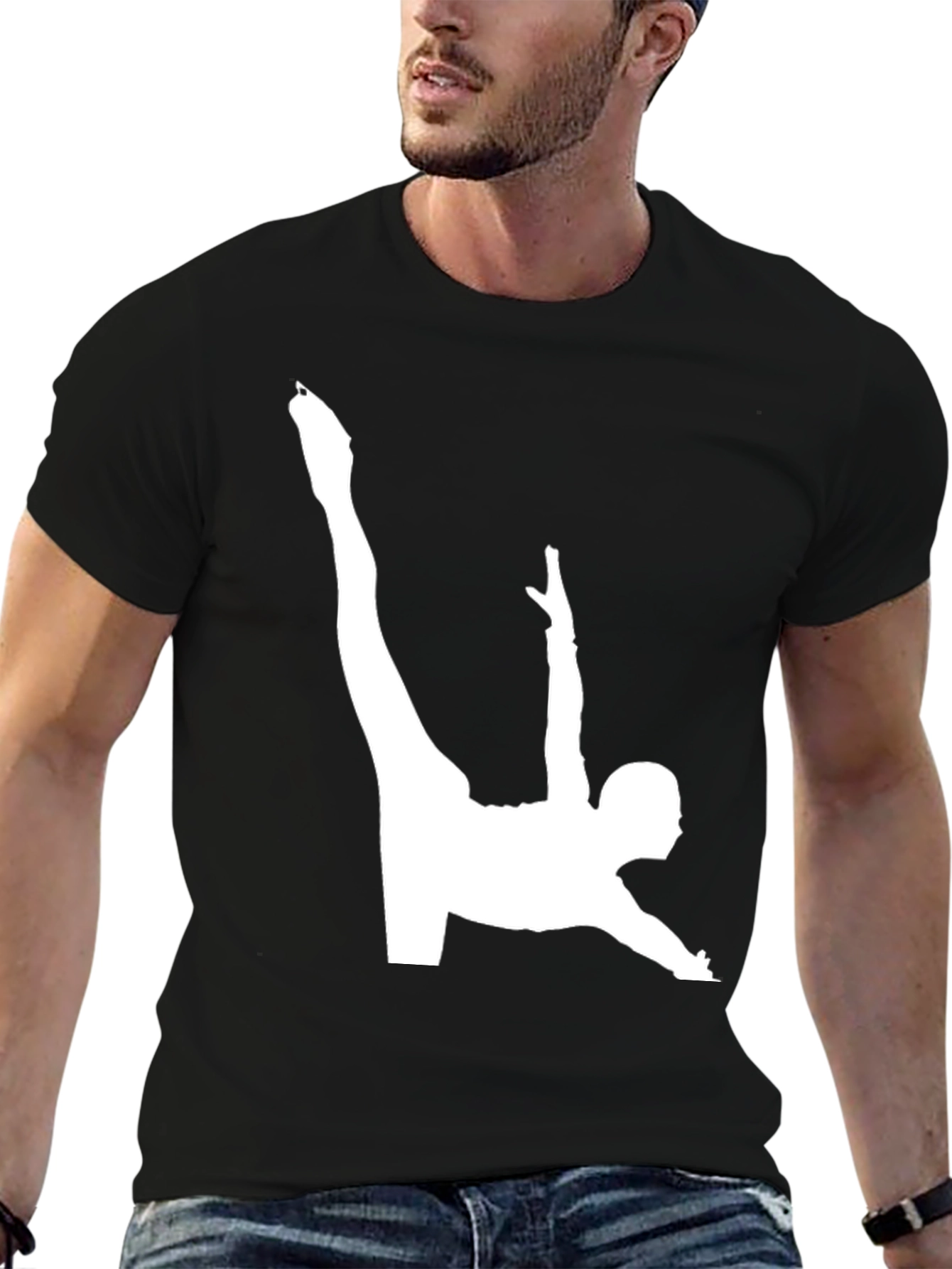 Gymnast Silhouette Graphic Tee - Black Cotton Blend