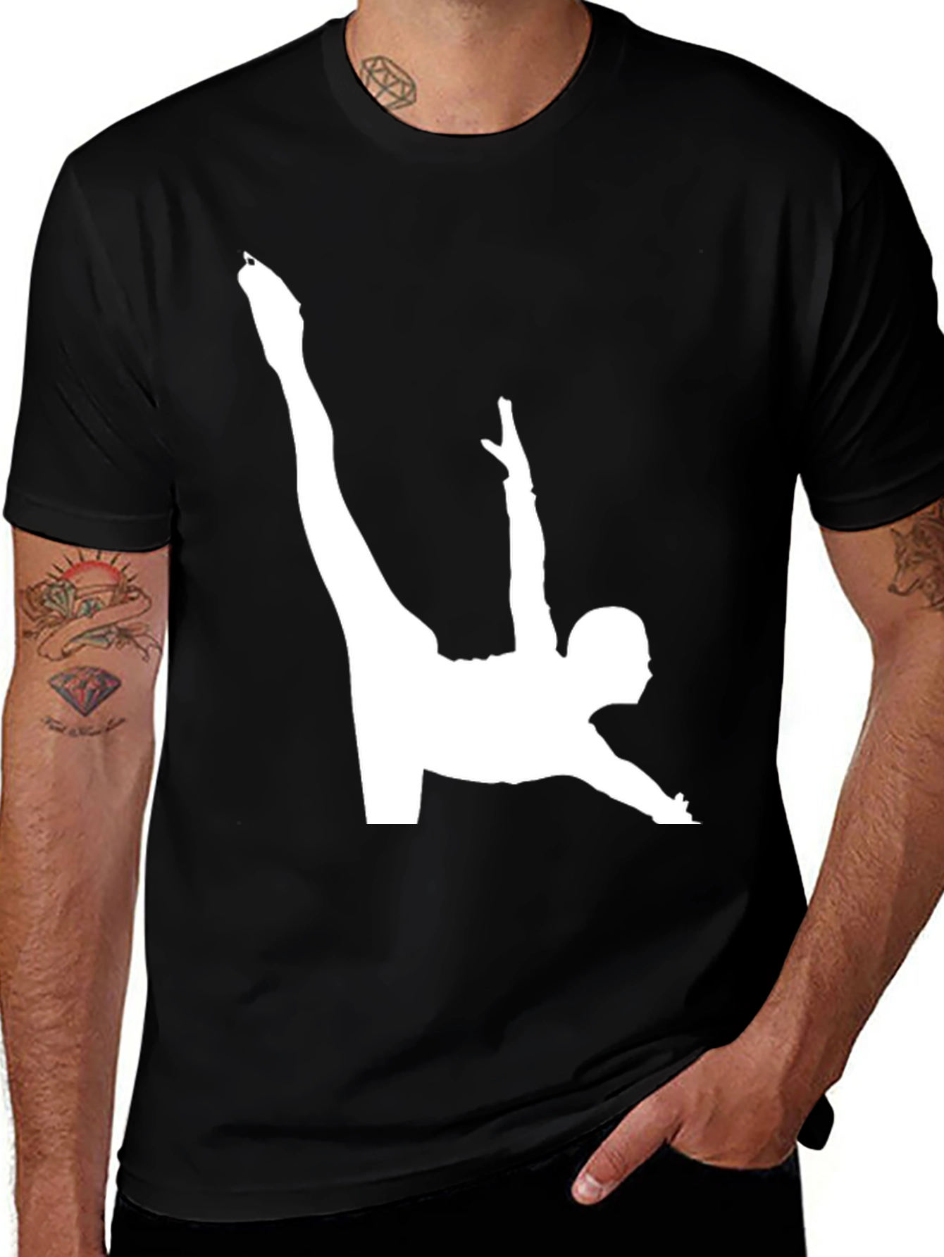 Gymnast Silhouette Graphic Tee - Black Cotton Blend