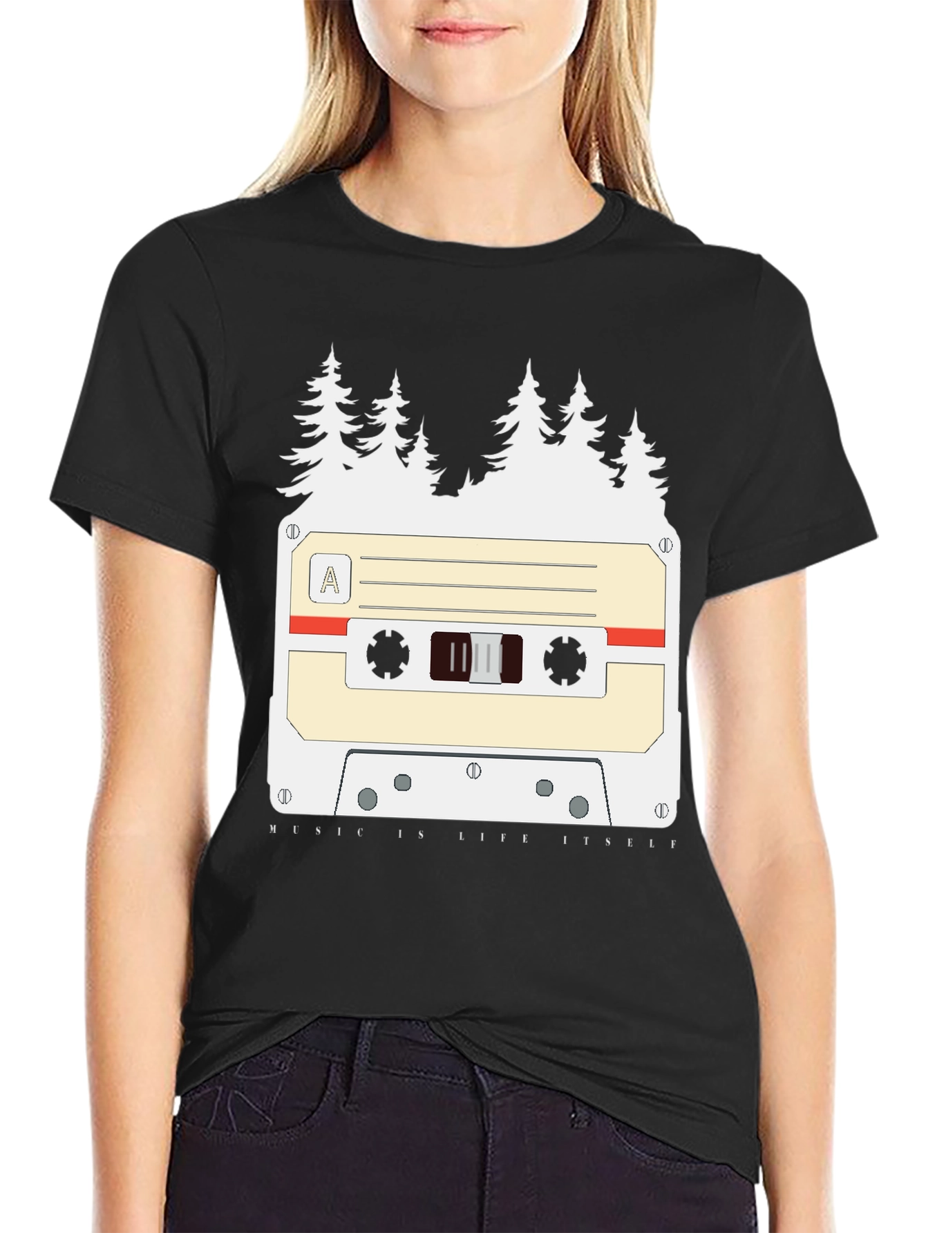Retro Cassette Tape Forest Graphic Tee