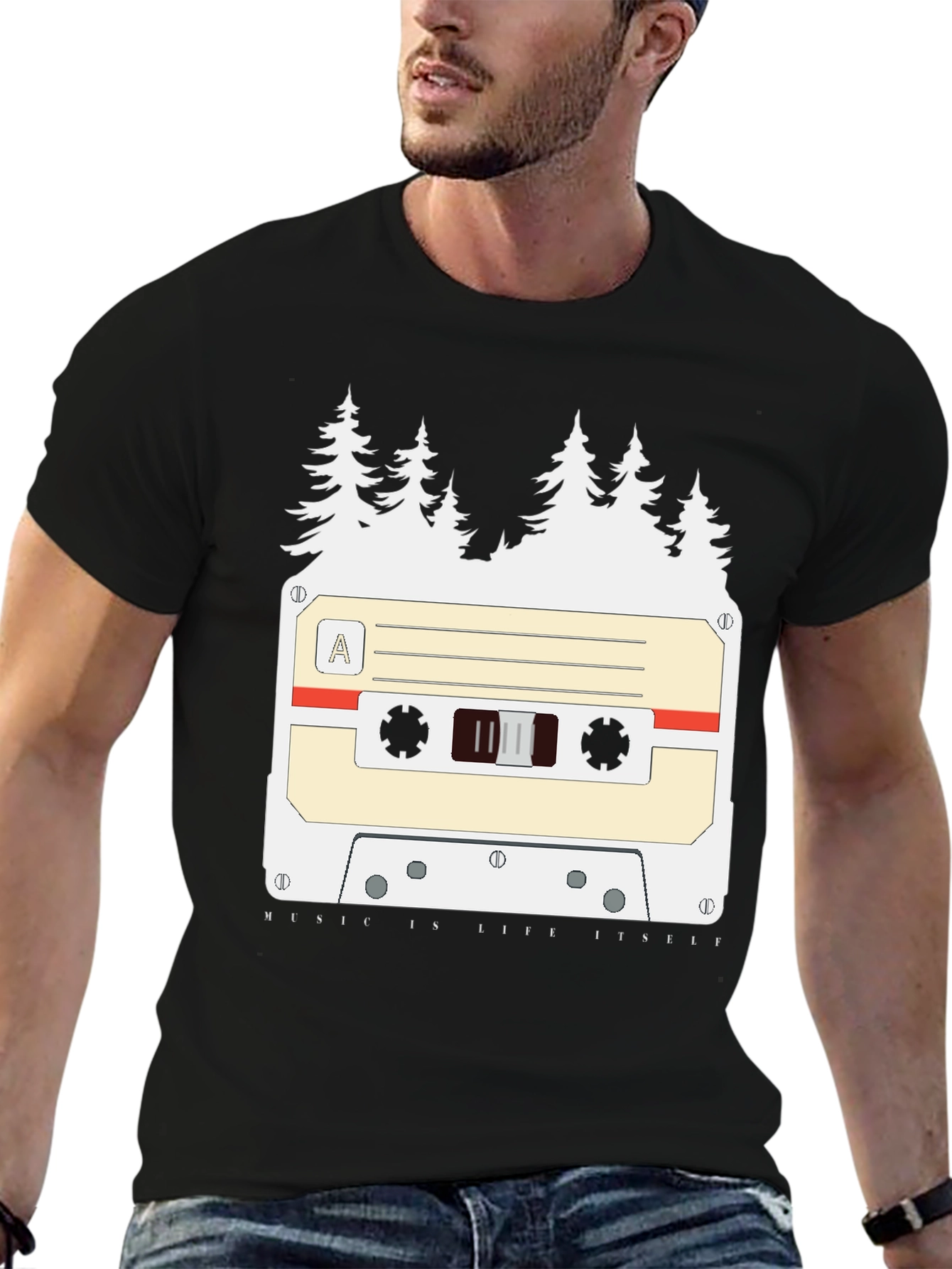 Retro Cassette Tape Forest Graphic Tee