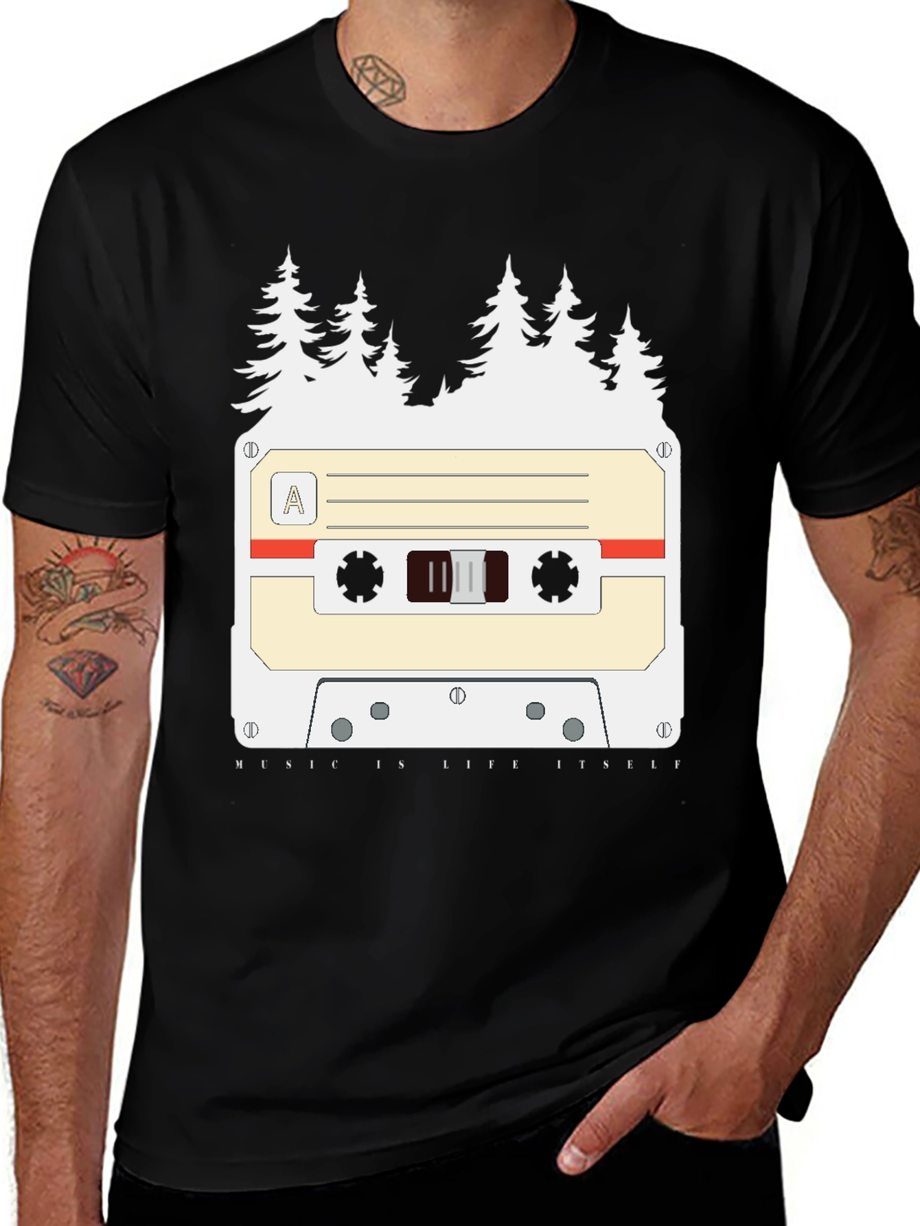Retro Cassette Tape Forest Graphic Tee
