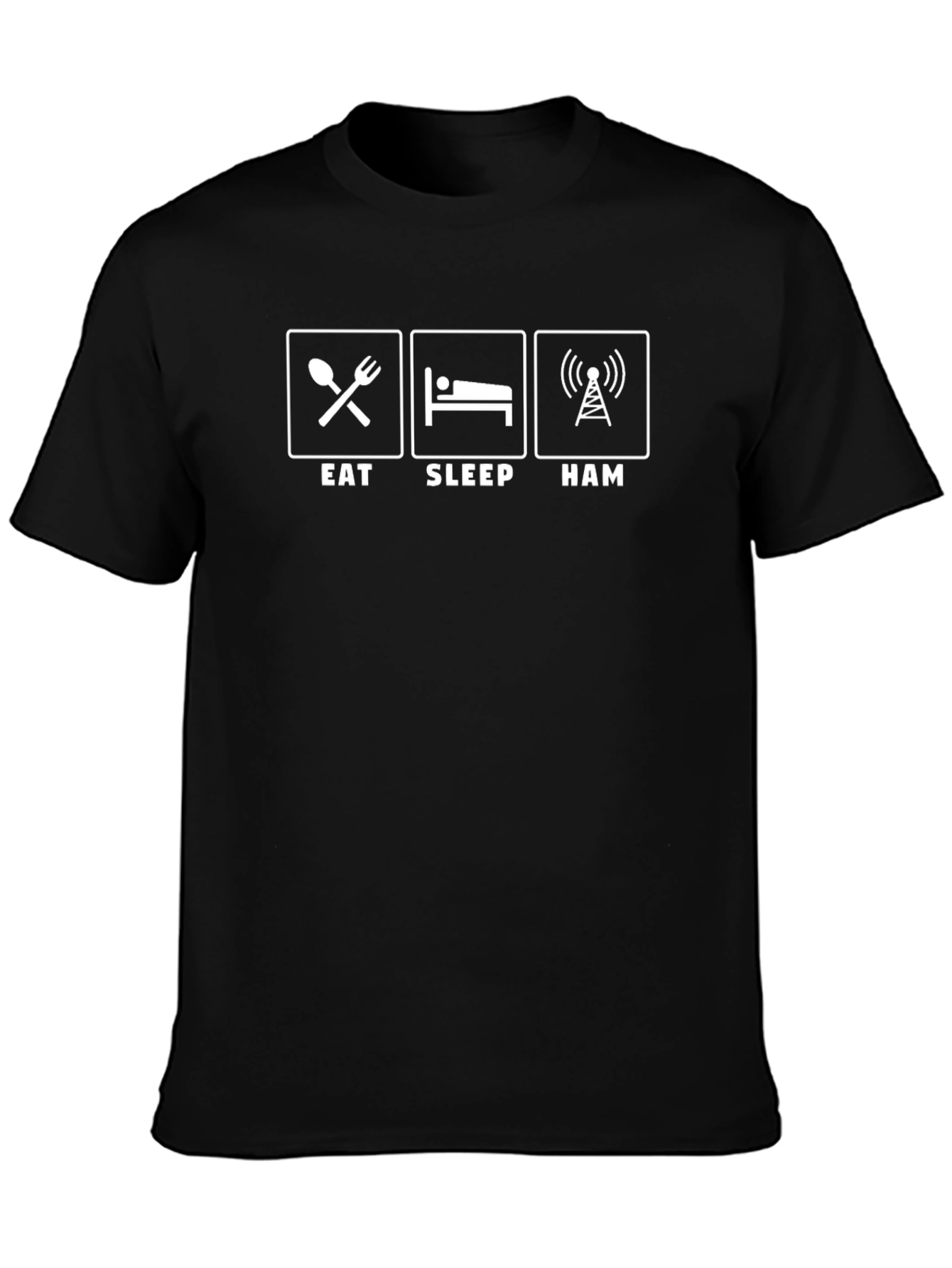 Eat Sleep Ham Radio Black T-Shirt