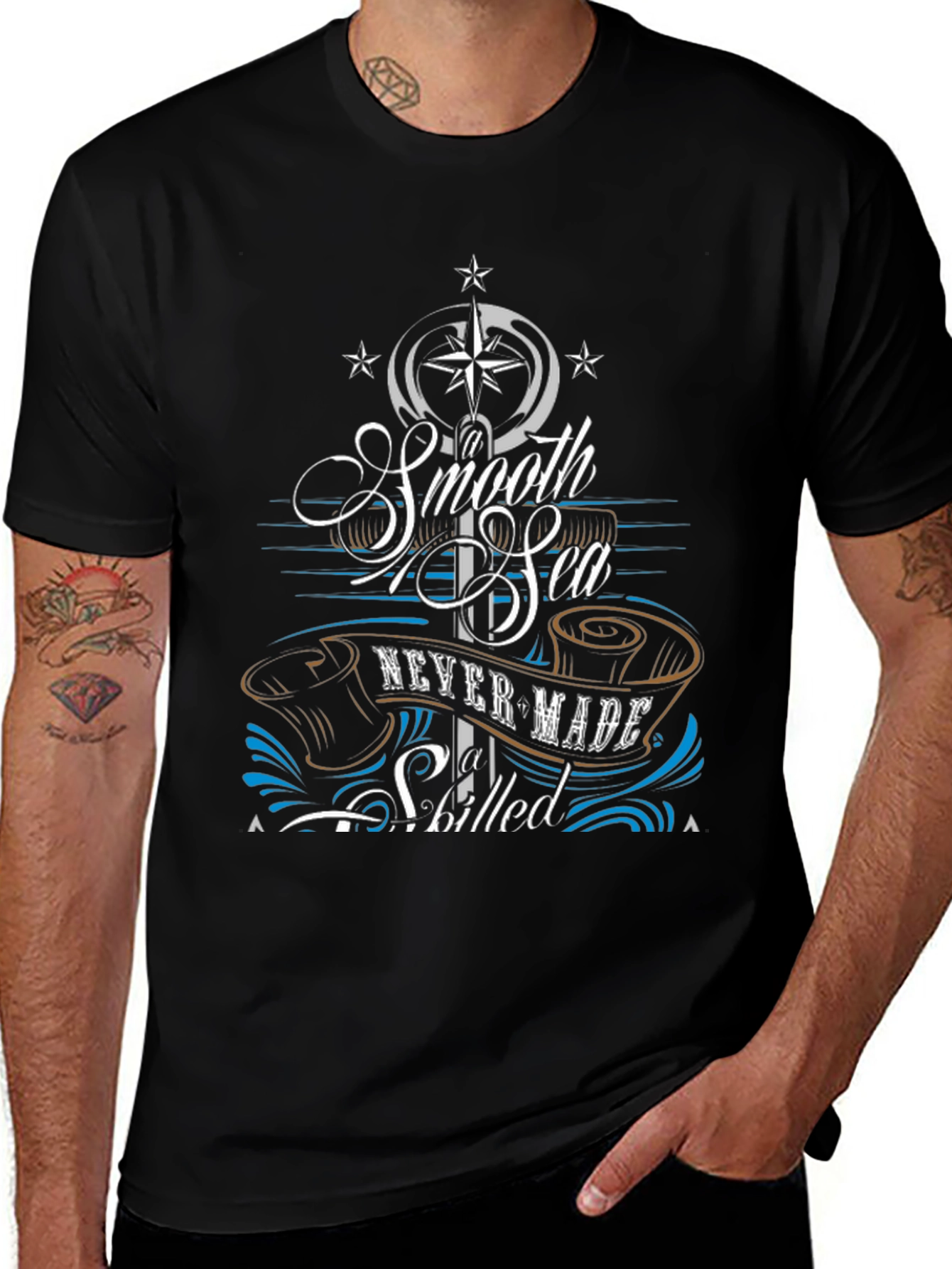 Smooth Sea Never Made Skilled Sailor Black T-Shirt