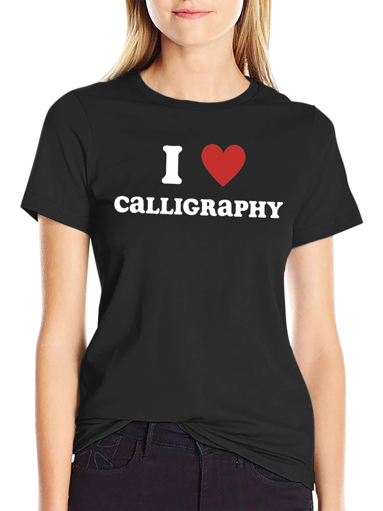 I Heart Calligraphy Black T-Shirt