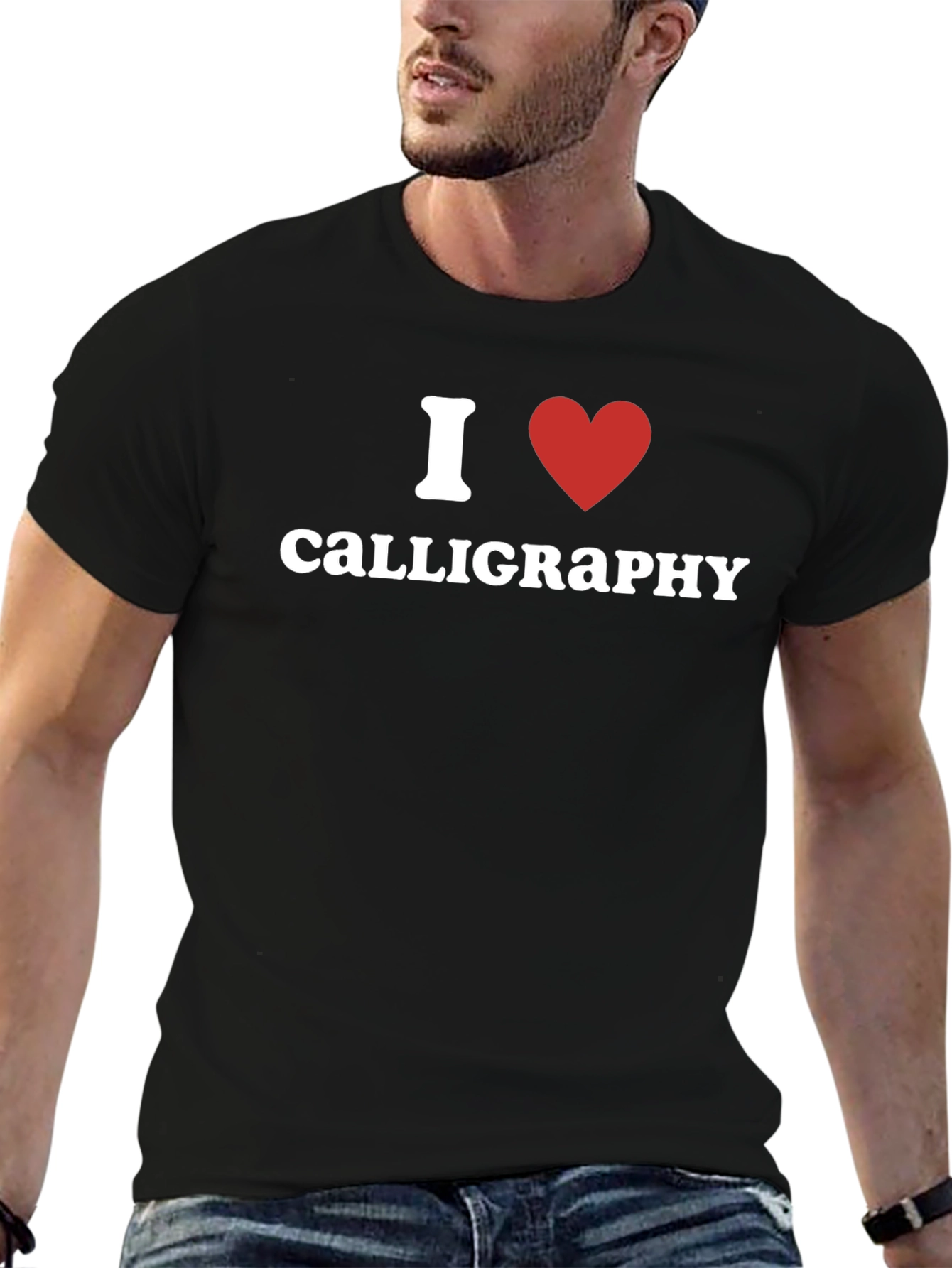 I Heart Calligraphy Black T-Shirt